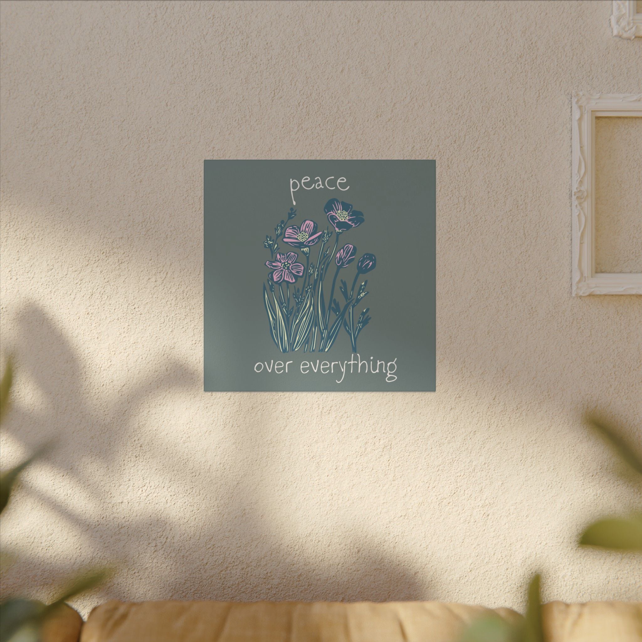 Peace Over Everything Floral Canvas Wall Art