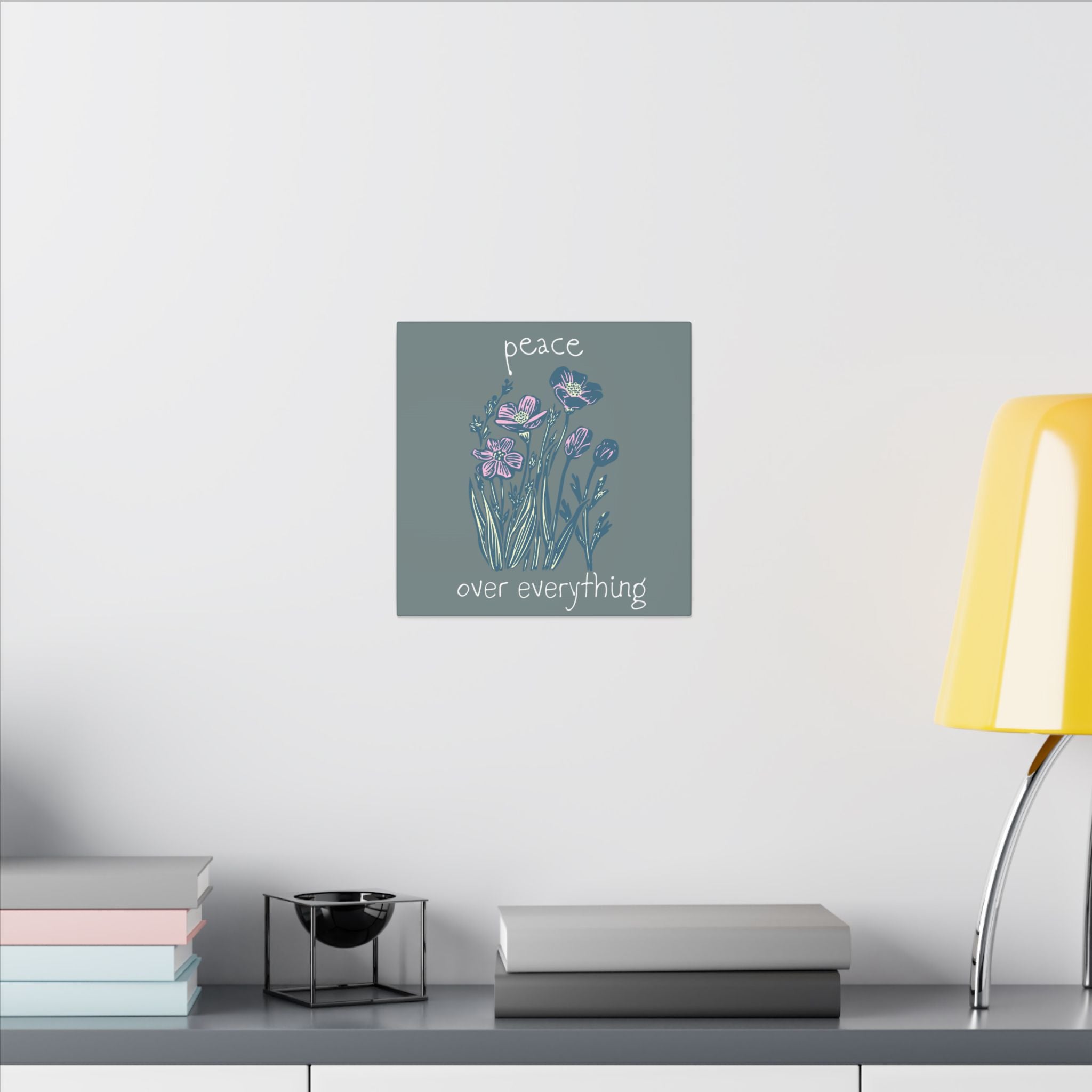 Peace Over Everything Floral Canvas Wall Art