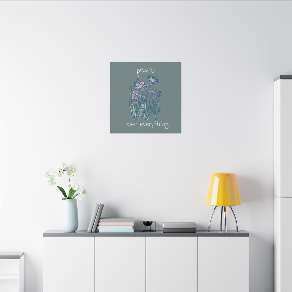 Peace Over Everything Floral Canvas Wall Art