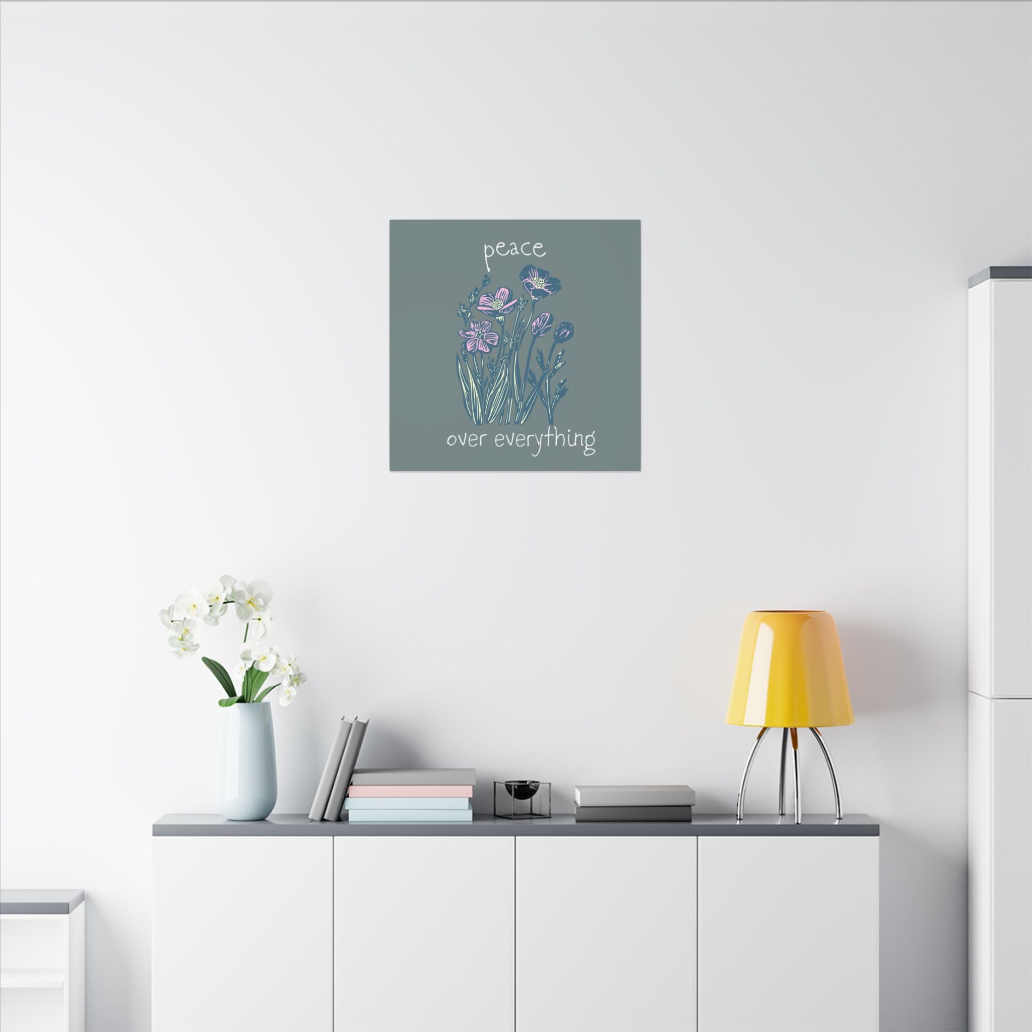 Peace Over Everything Floral Canvas Wall Art