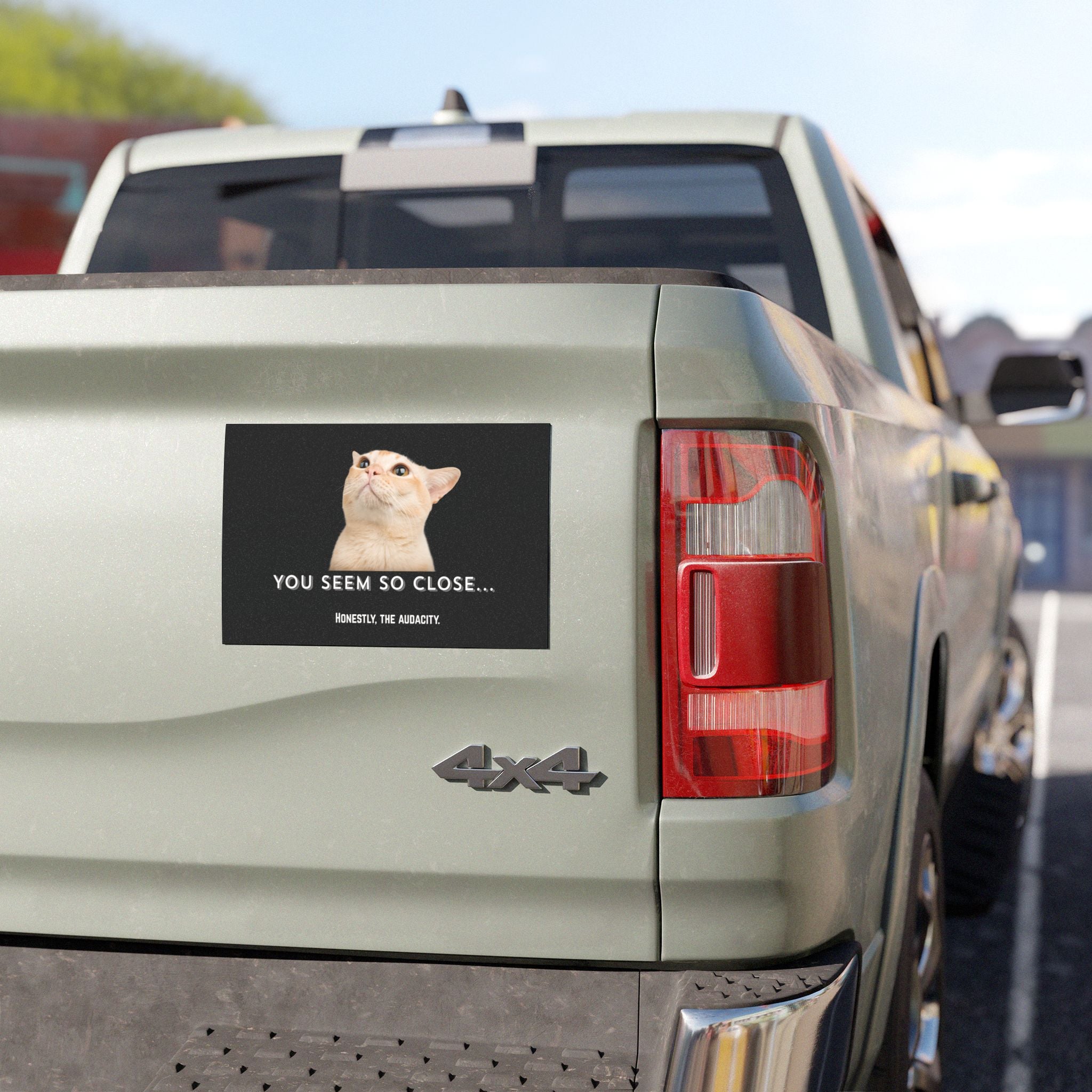 Funny Cat Car Magnet — “You Seem So Close… Honestly, The Audacity.”