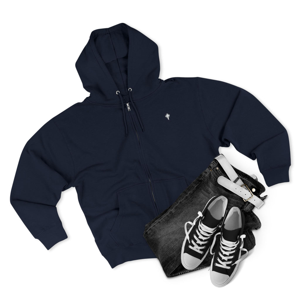 Lion Crown Zip Hoodie — "Saved Not Soft" Back Graphic Christian Streetwear
