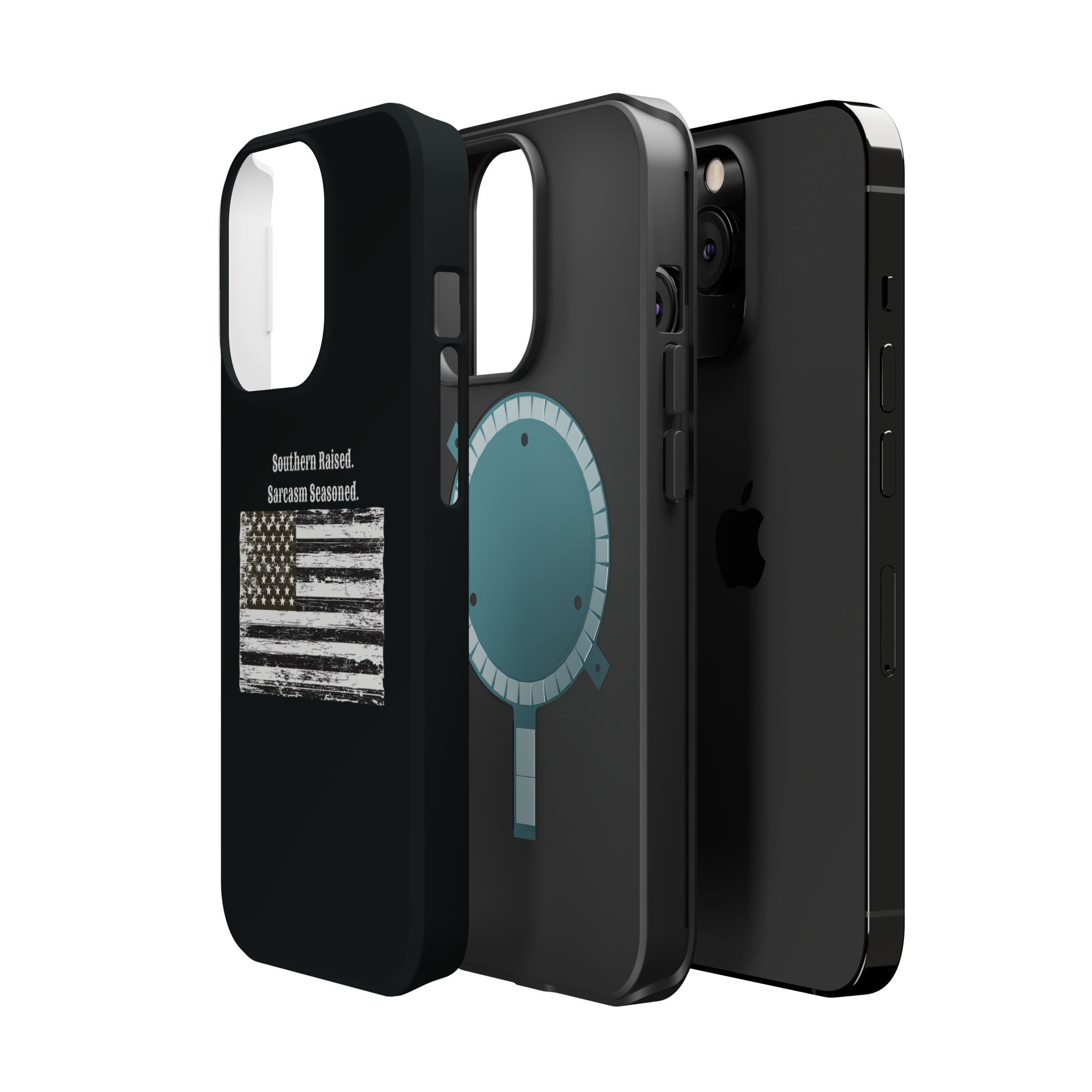 iPhone Case - "Southern Raised. Sarcasm Seasoned." Distressed Flag Magnetic Impact-Resistant Case