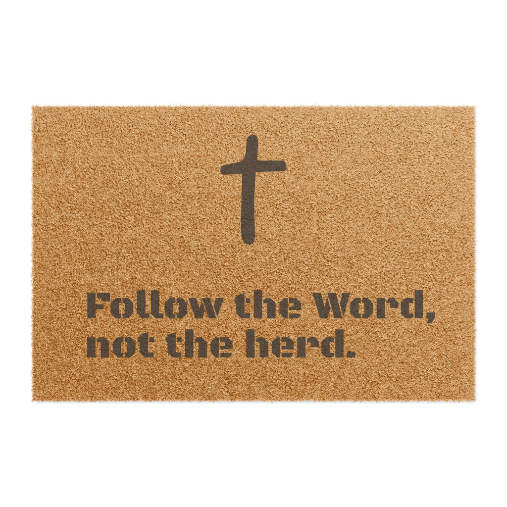 Doormat — "Follow the Word, Not the Herd" Cross Welcome Mat