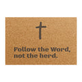 Doormat — "Follow the Word, Not the Herd" Cross Welcome Mat