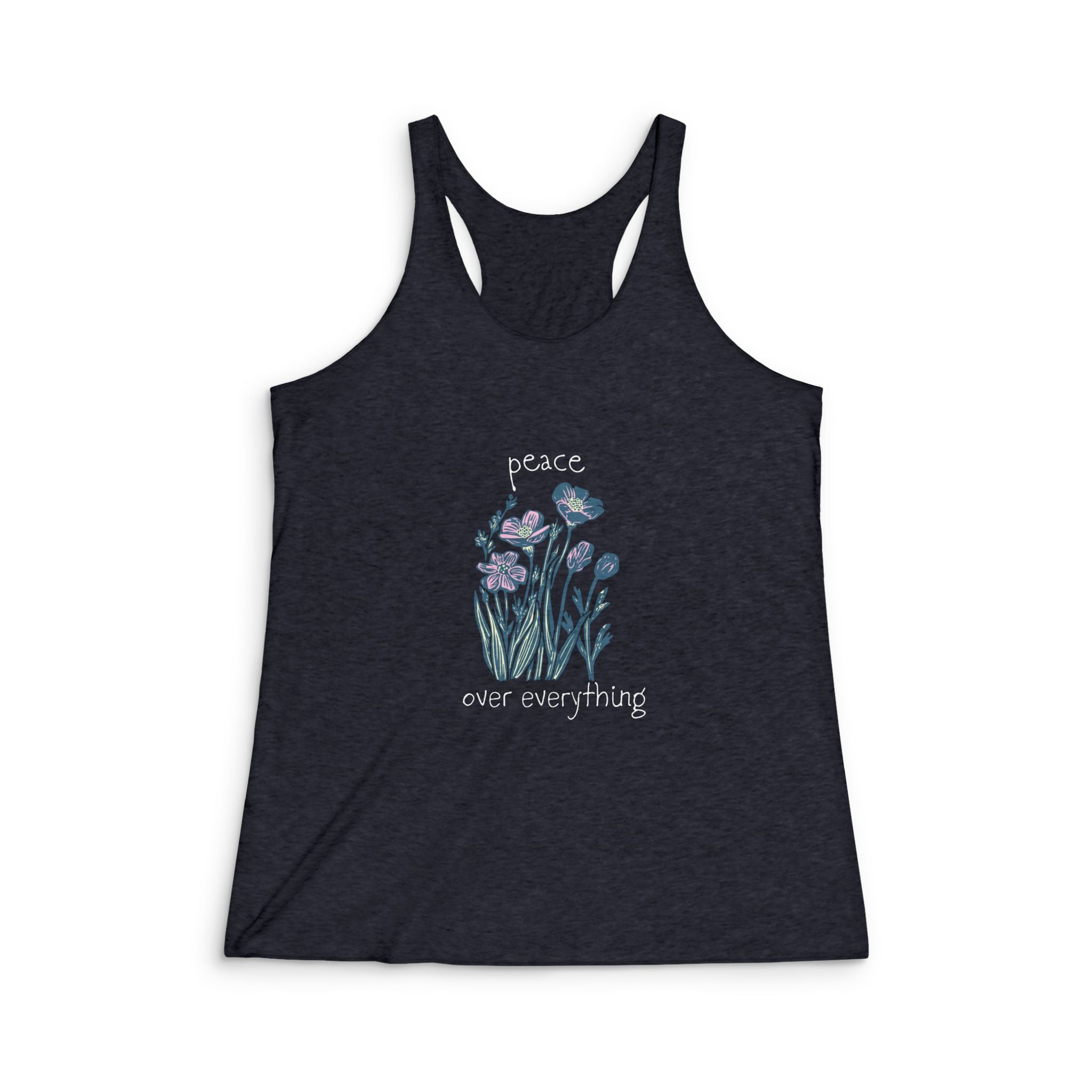 Peace Over Everything Floral Racerback Tank