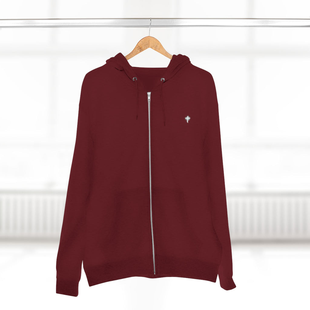 Lion Crown Zip Hoodie — "Saved Not Soft" Back Graphic Christian Streetwear