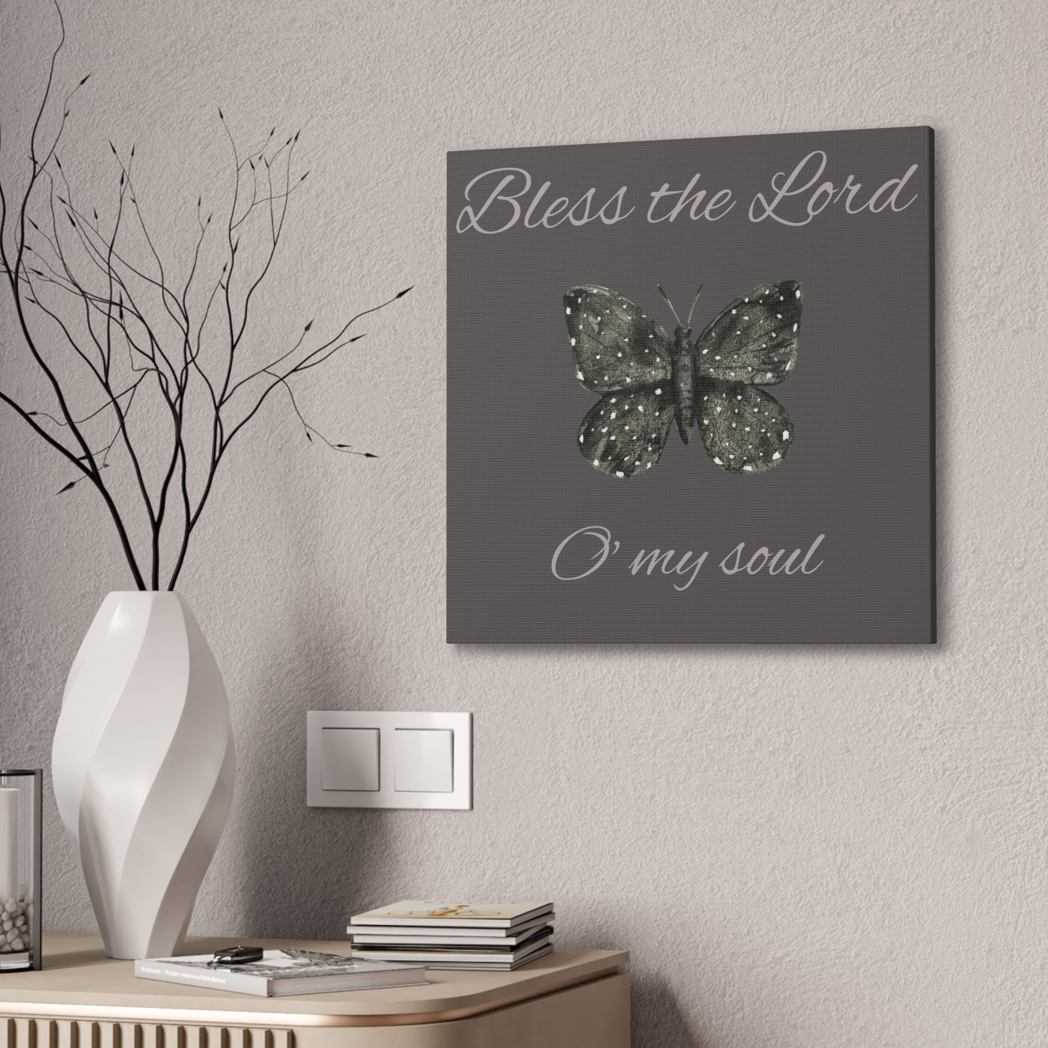 Bless the Lord Butterfly Canvas Wall Art — "Bless the Lord O' my soul" Christian Home Decor