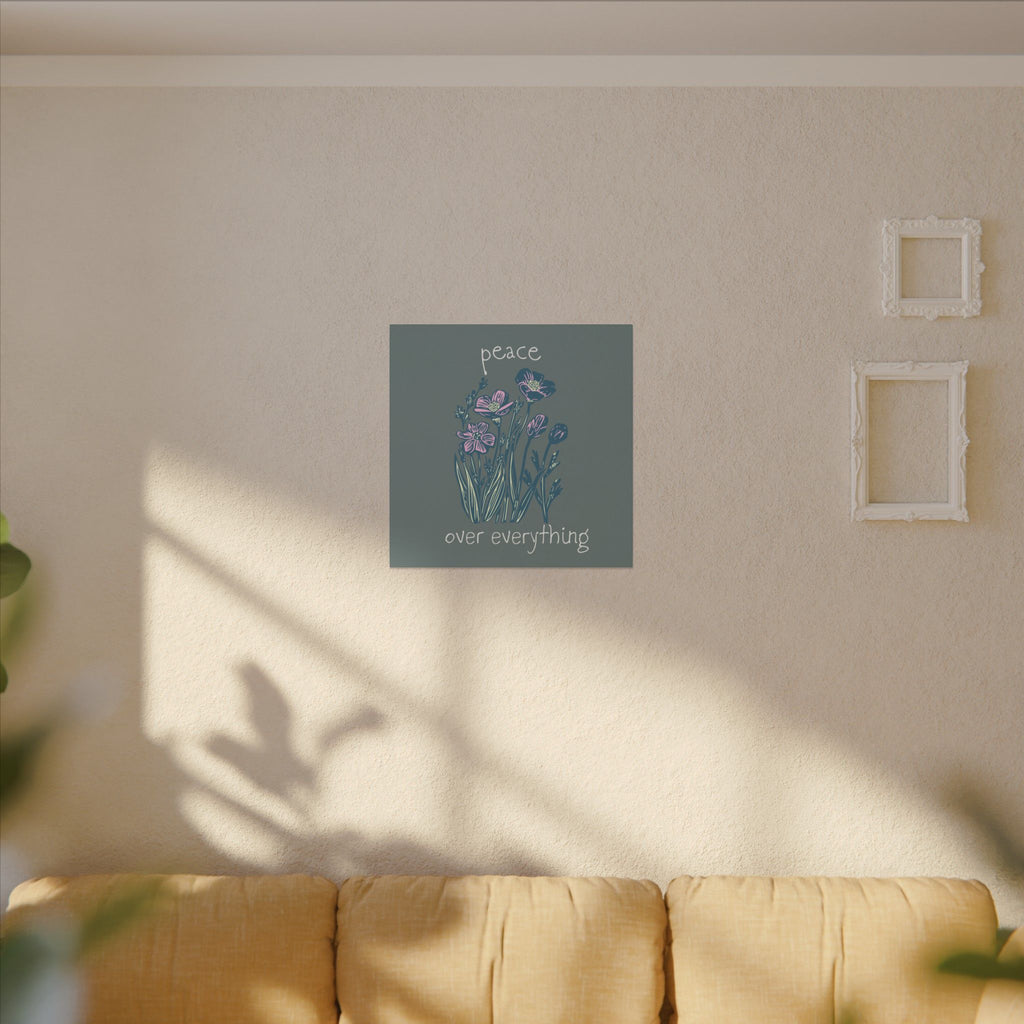 Peace Over Everything Floral Canvas Wall Art