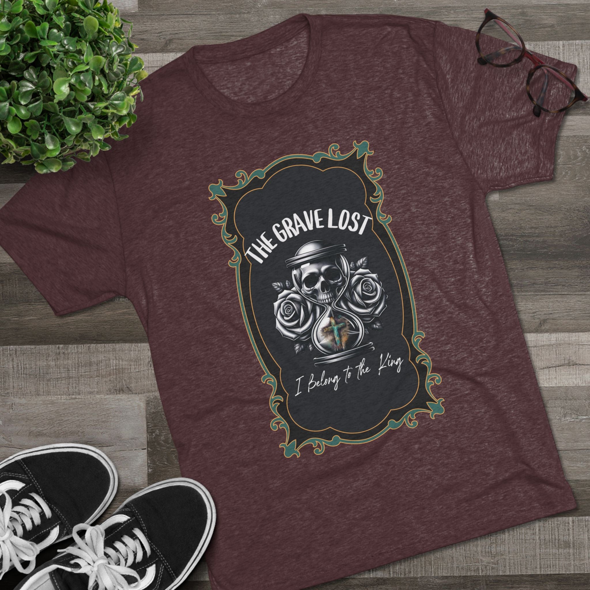 Grave Lost Skull & Roses Tee — "I Belong to the King"  Graphic Shirt