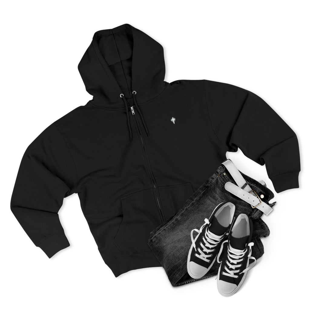 Lion Crown Zip Hoodie — "Saved Not Soft" Back Graphic Christian Streetwear