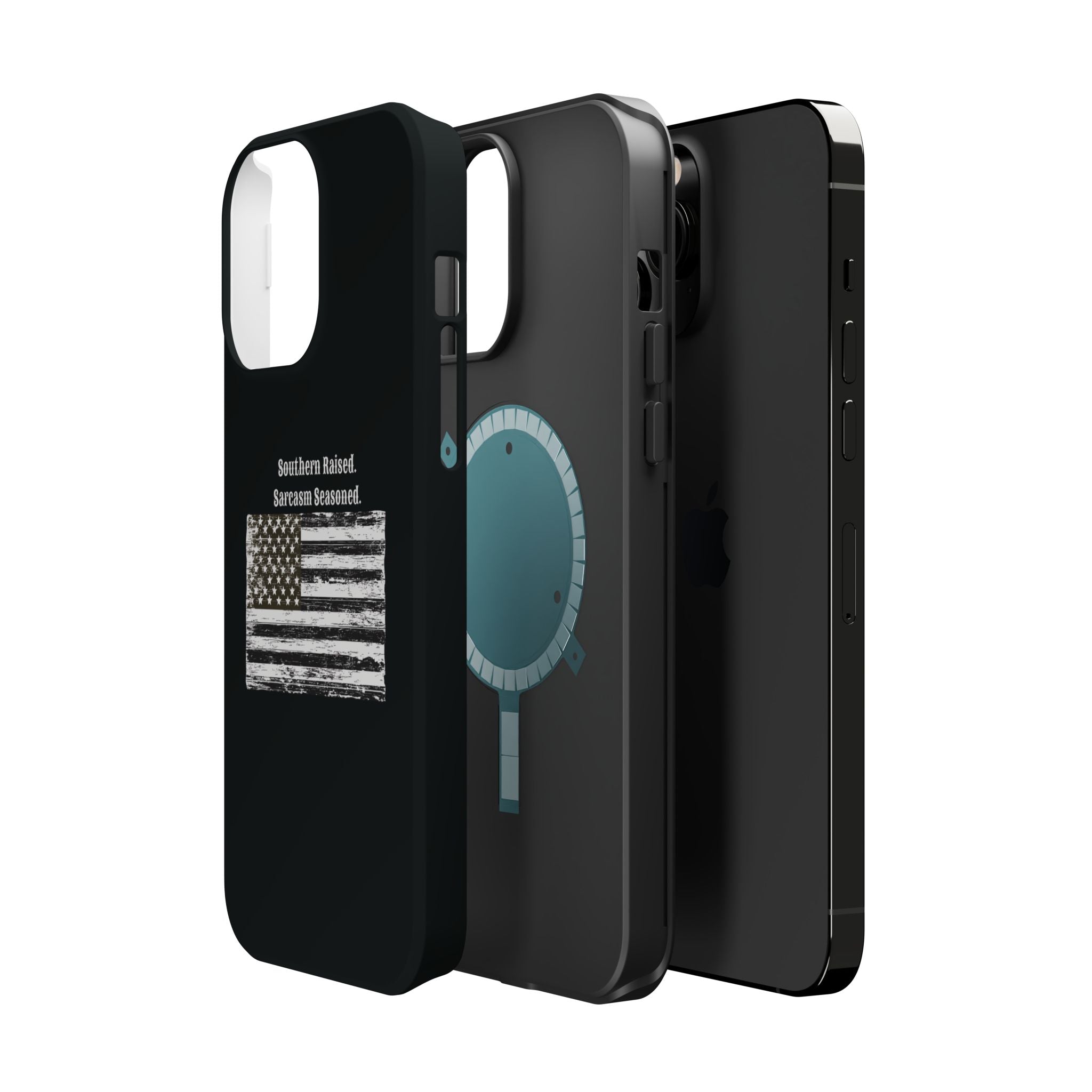 iPhone Case - "Southern Raised. Sarcasm Seasoned." Distressed Flag Magnetic Impact-Resistant Case