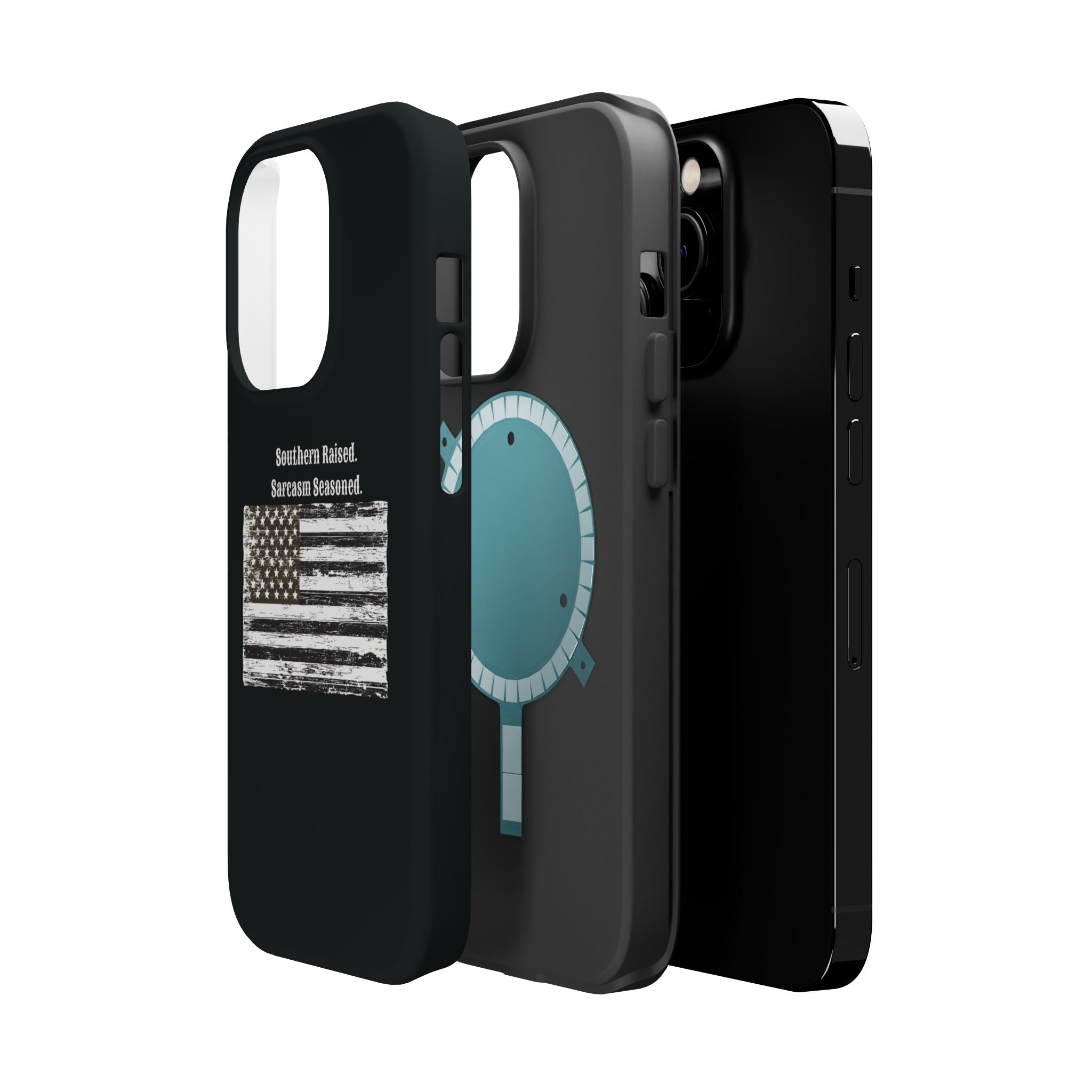iPhone Case - "Southern Raised. Sarcasm Seasoned." Distressed Flag Magnetic Impact-Resistant Case