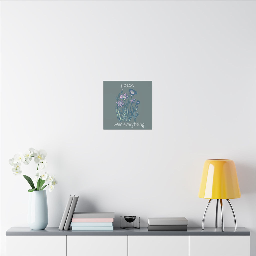 Peace Over Everything Floral Canvas Wall Art