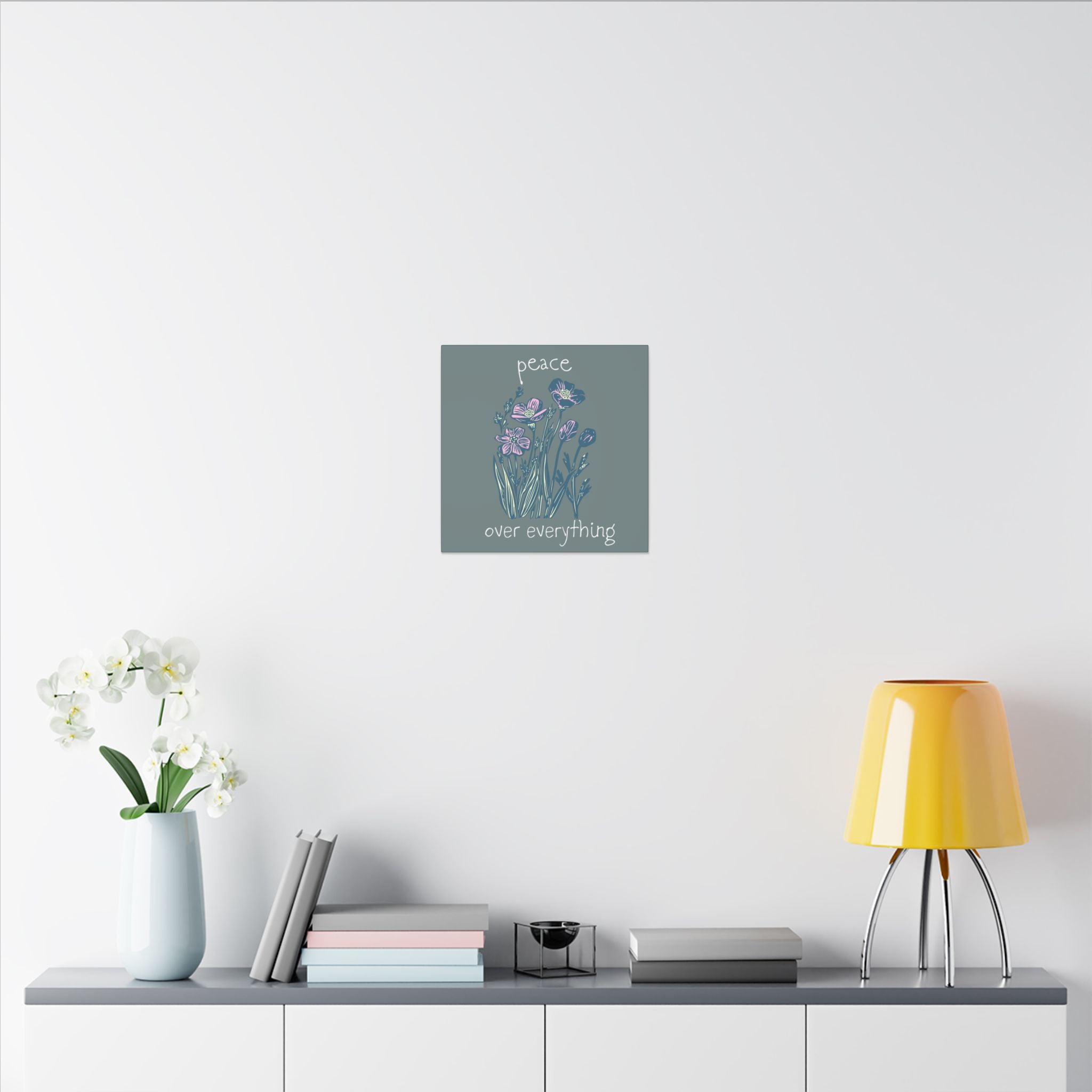 Peace Over Everything Floral Canvas Wall Art