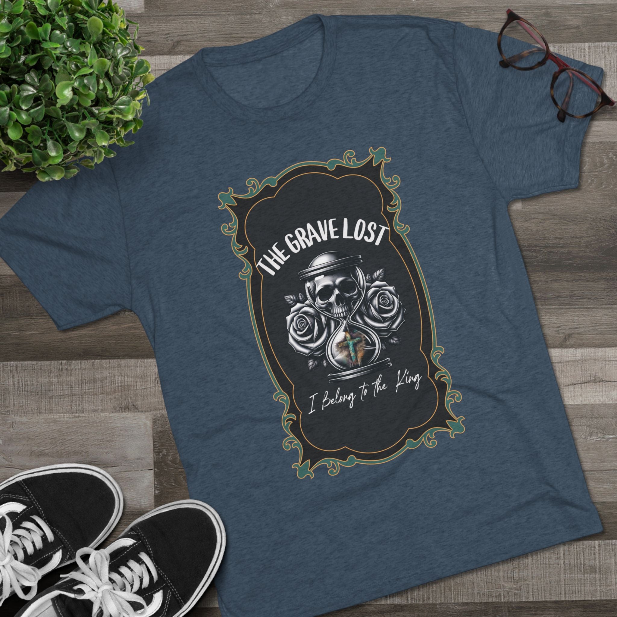 Grave Lost Skull & Roses Tee — "I Belong to the King"  Graphic Shirt