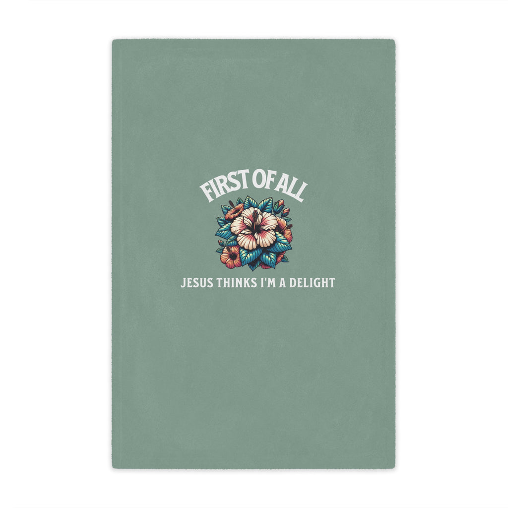Minky Blanket — “First of All, Jesus Thinks I’m a Delight” Floral Christian Throw