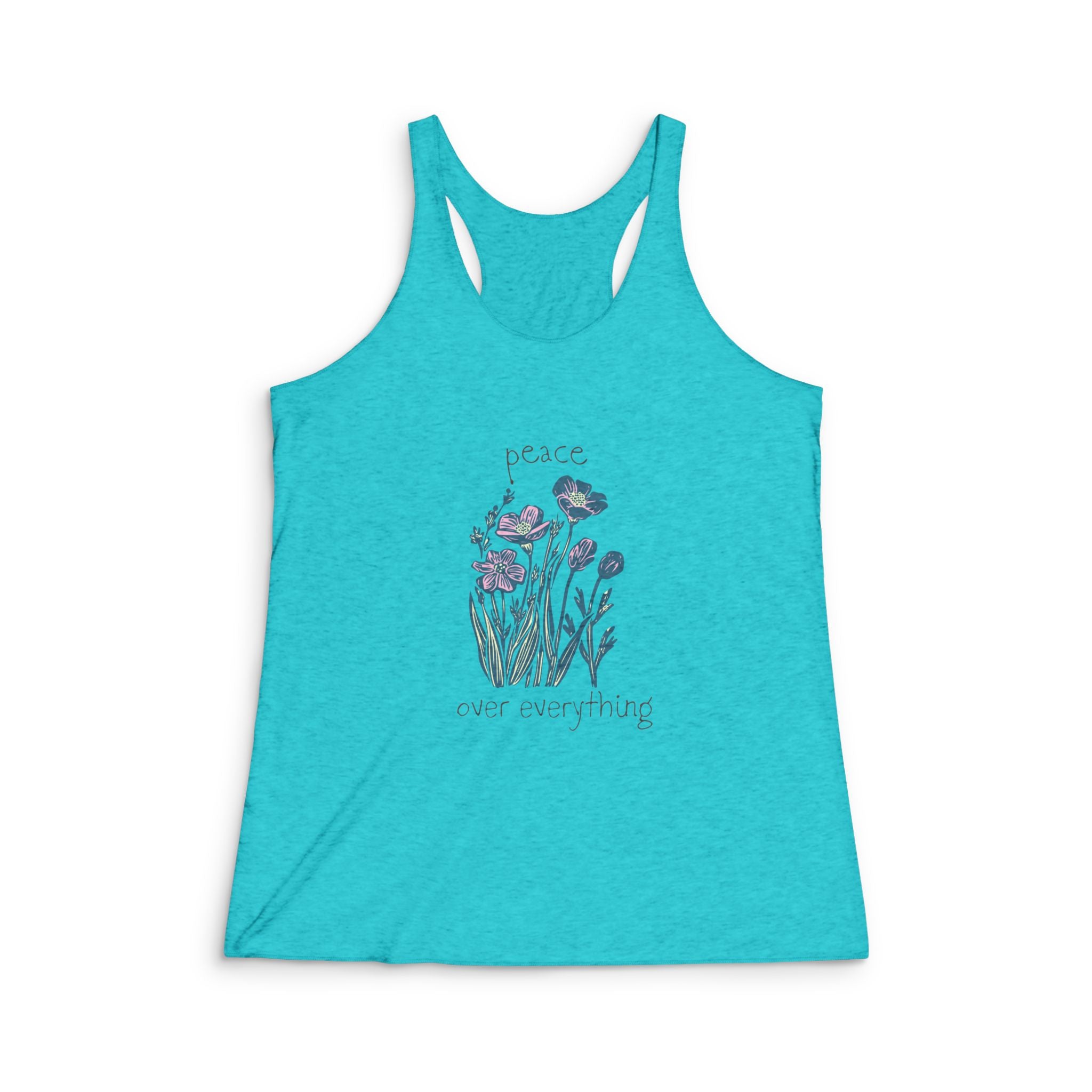 Peace Over Everything Floral Racerback Tank
