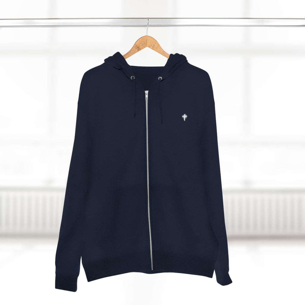 Lion Crown Zip Hoodie — "Saved Not Soft" Back Graphic Christian Streetwear