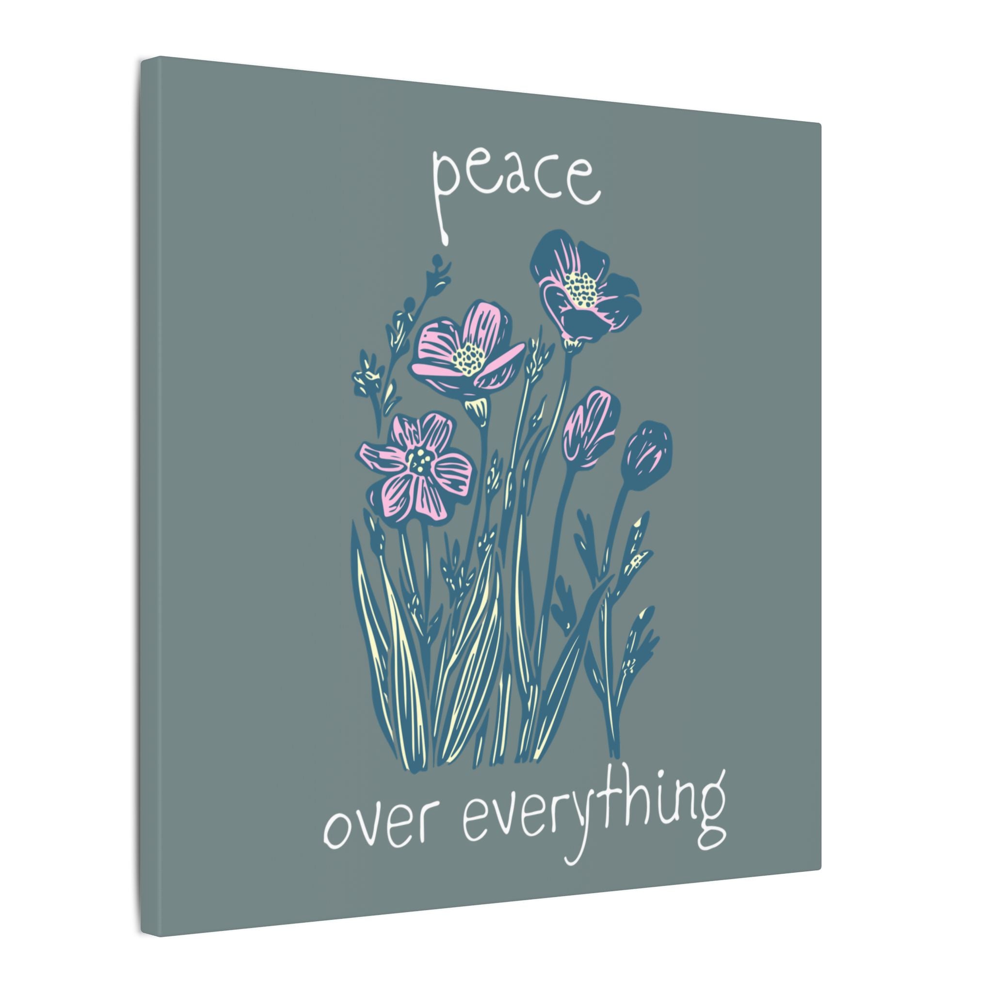 Peace Over Everything Floral Canvas Wall Art