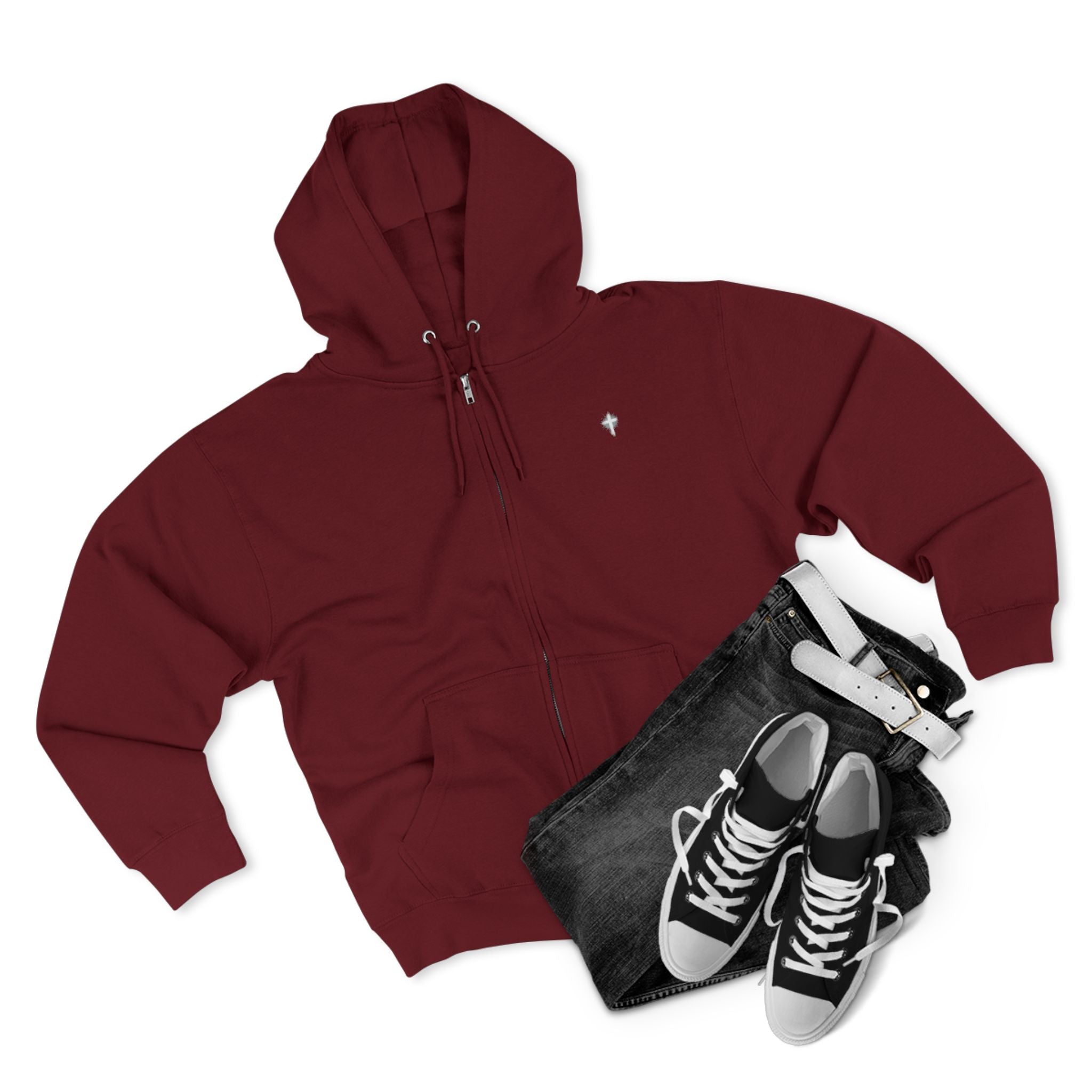 Lion Crown Zip Hoodie — "Saved Not Soft" Back Graphic Christian Streetwear
