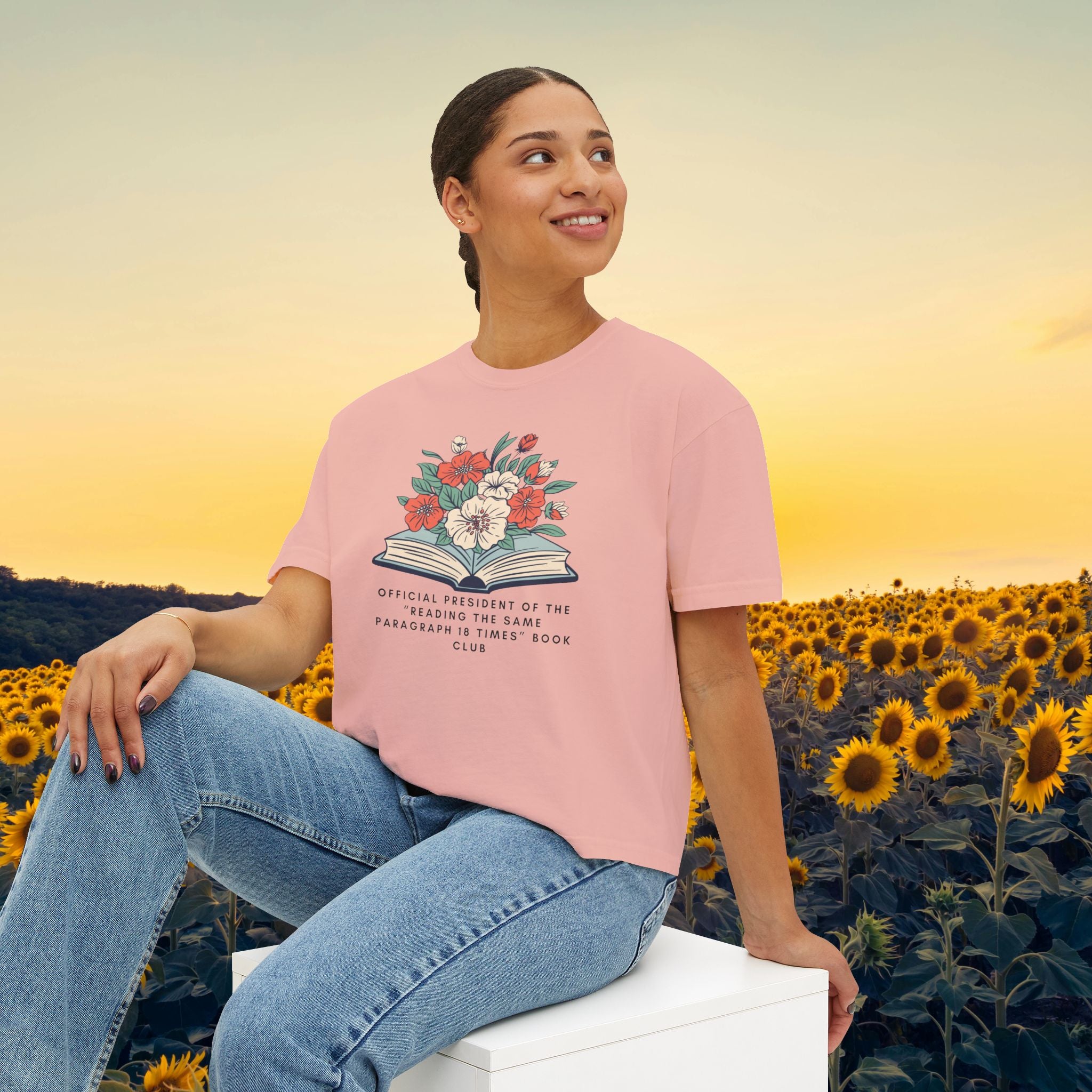Book Club Floral Boxy Tee
