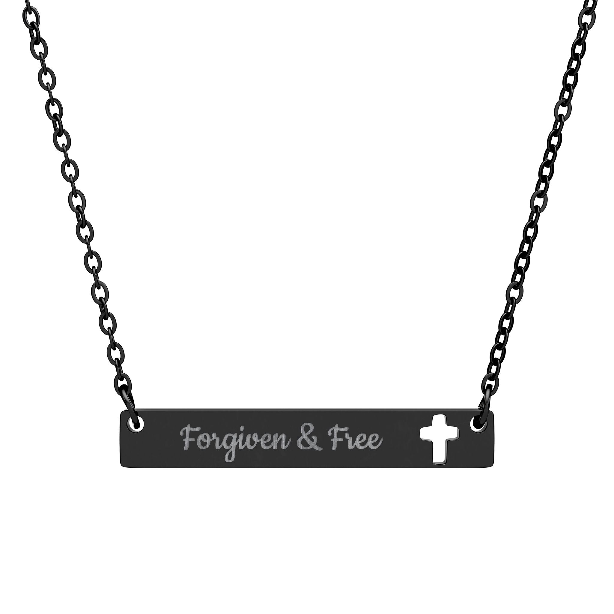 Forgiven and Free Cross Bar Necklace