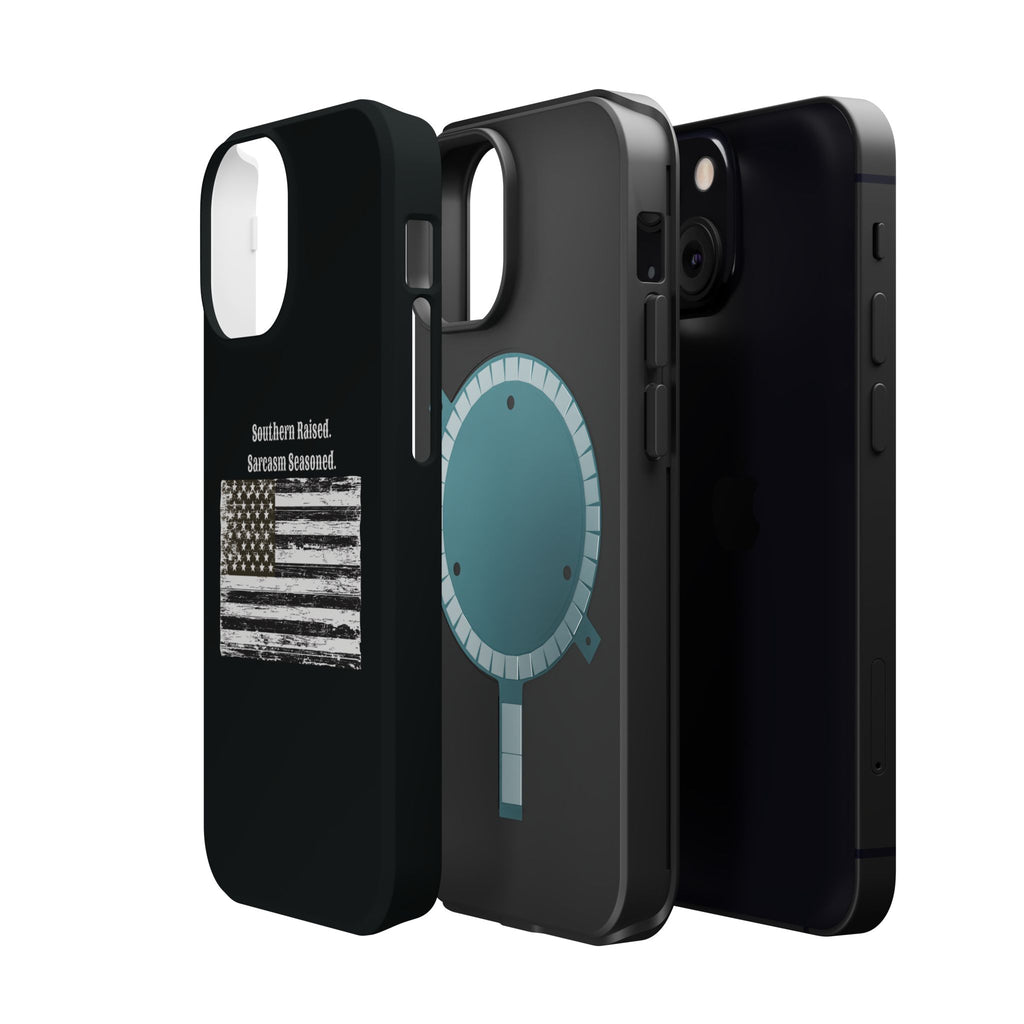 iPhone Case - "Southern Raised. Sarcasm Seasoned." Distressed Flag Magnetic Impact-Resistant Case