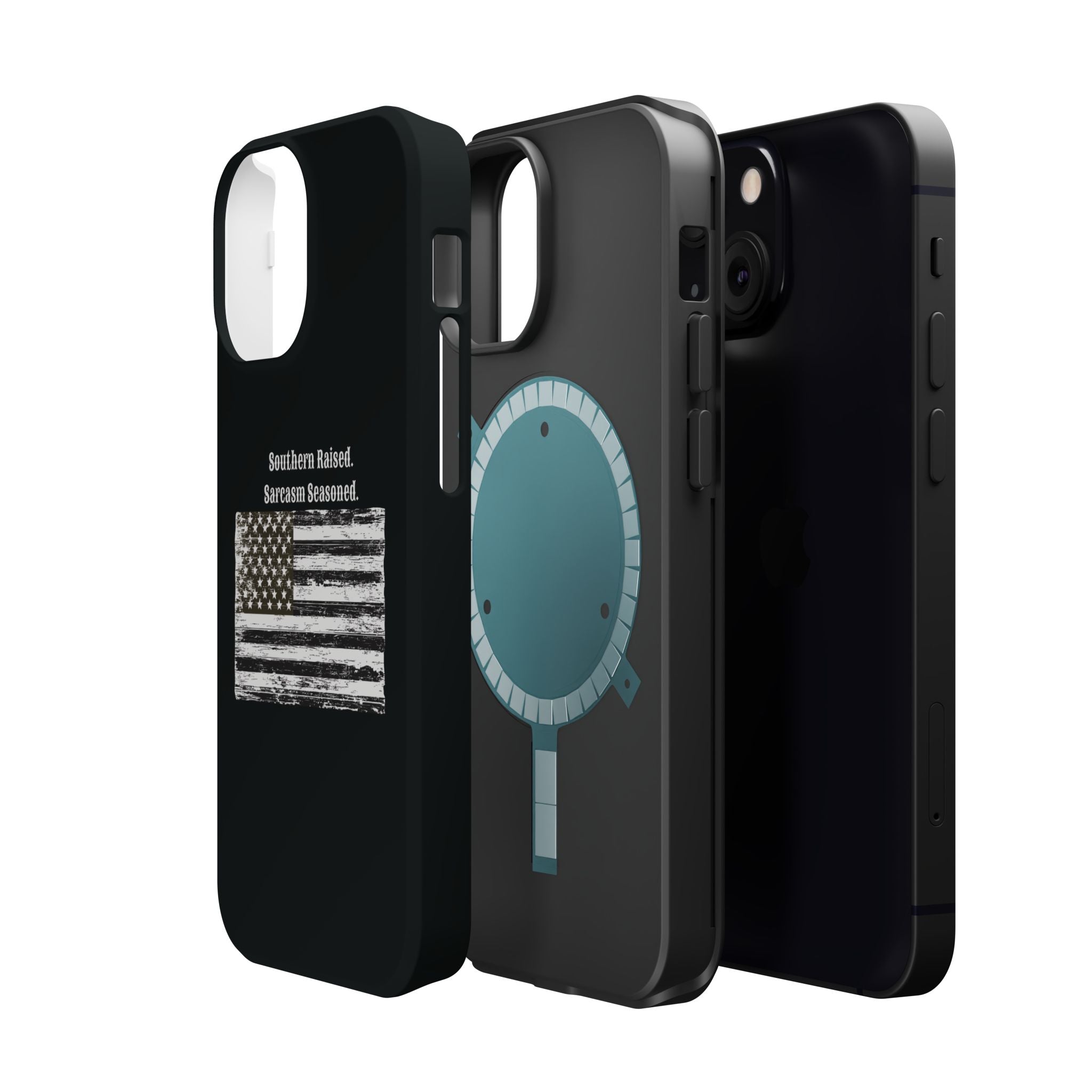 iPhone Case - "Southern Raised. Sarcasm Seasoned." Distressed Flag Magnetic Impact-Resistant Case