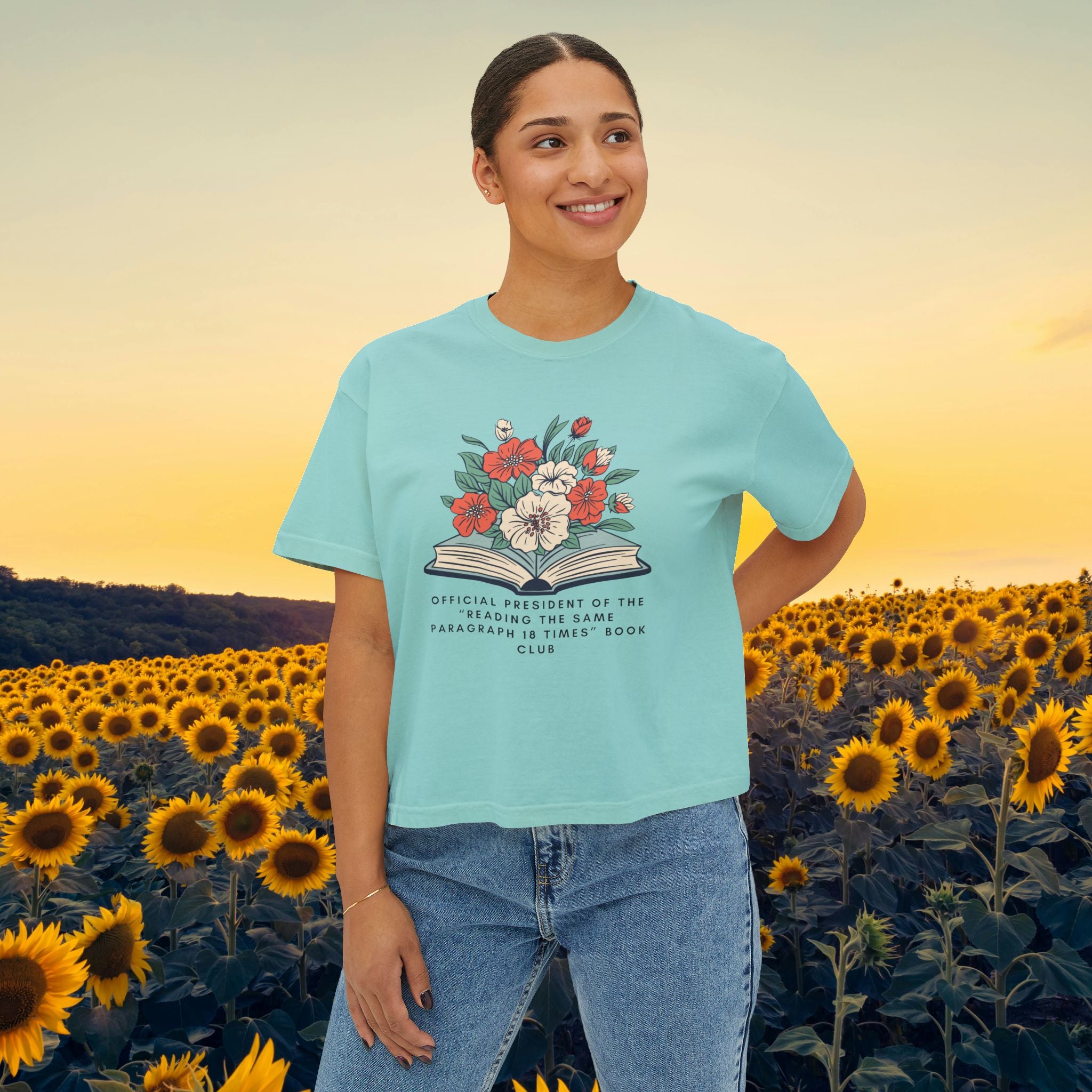 Book Club Floral Boxy Tee