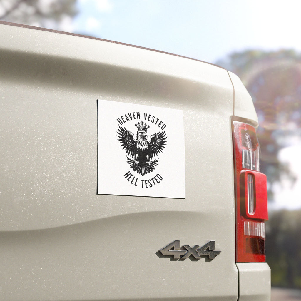 Heaven Vested Hell Tested Car Magnet