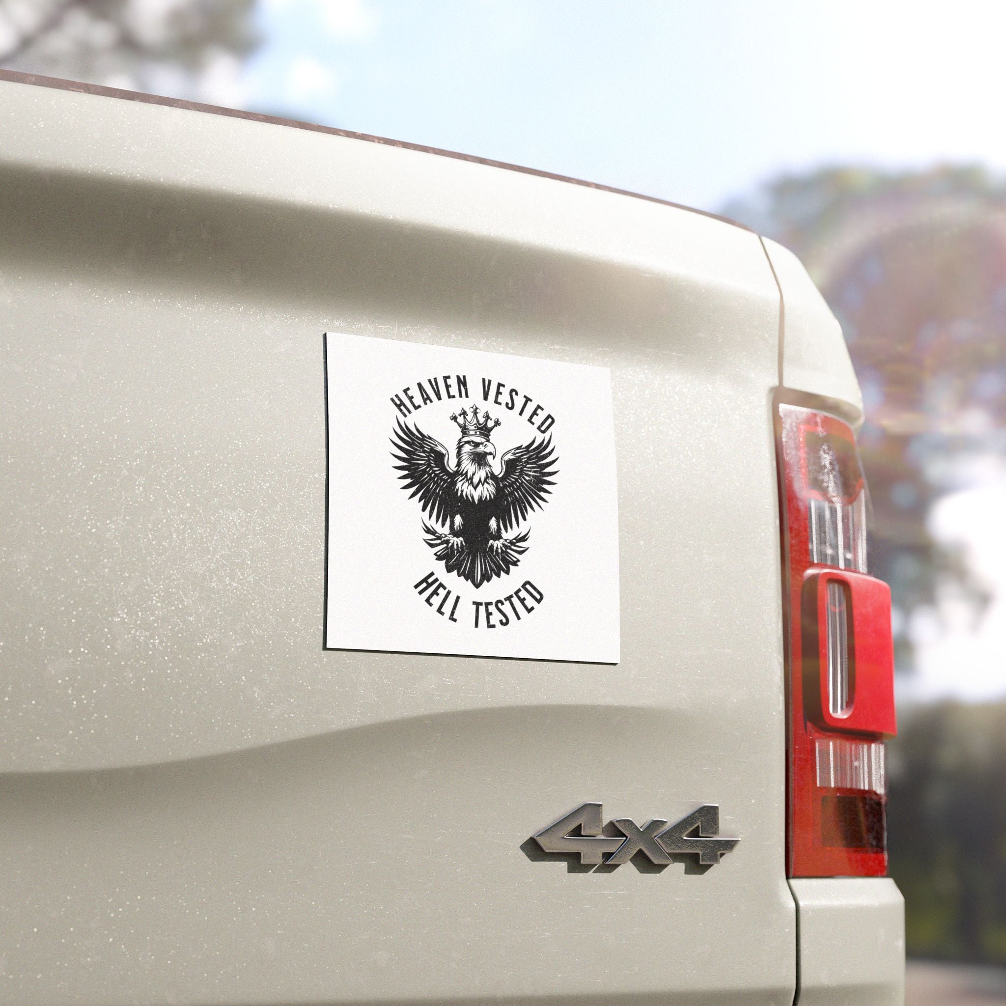 Heaven Vested Hell Tested Car Magnet
