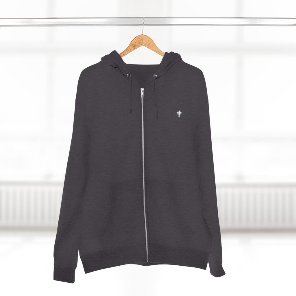 Lion Crown Zip Hoodie — "Saved Not Soft" Back Graphic Christian Streetwear