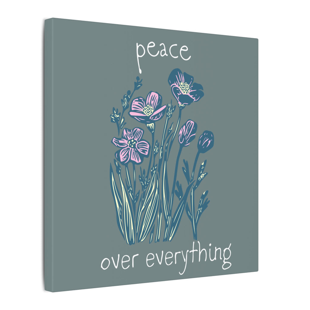 Peace Over Everything Floral Canvas Wall Art