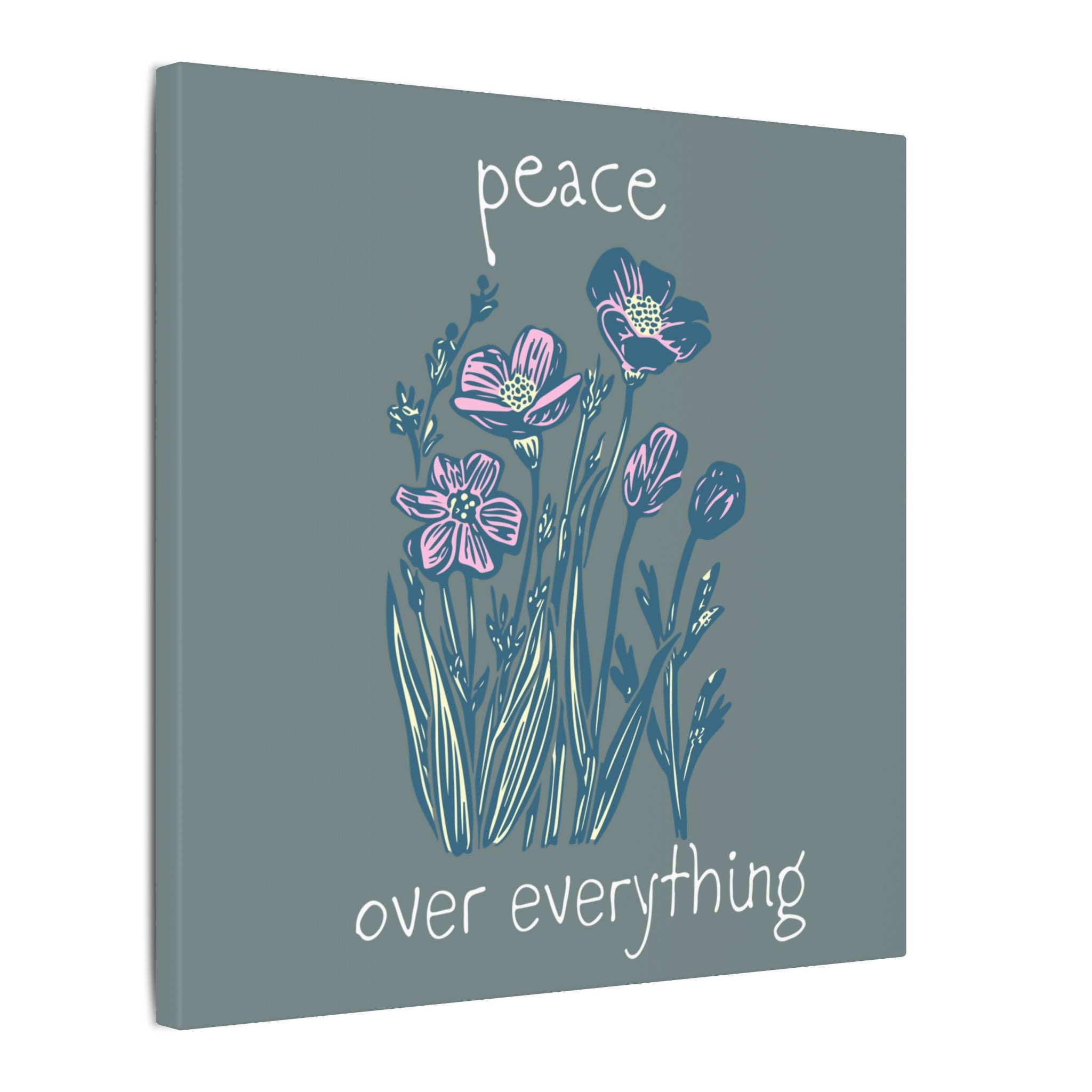 Peace Over Everything Floral Canvas Wall Art