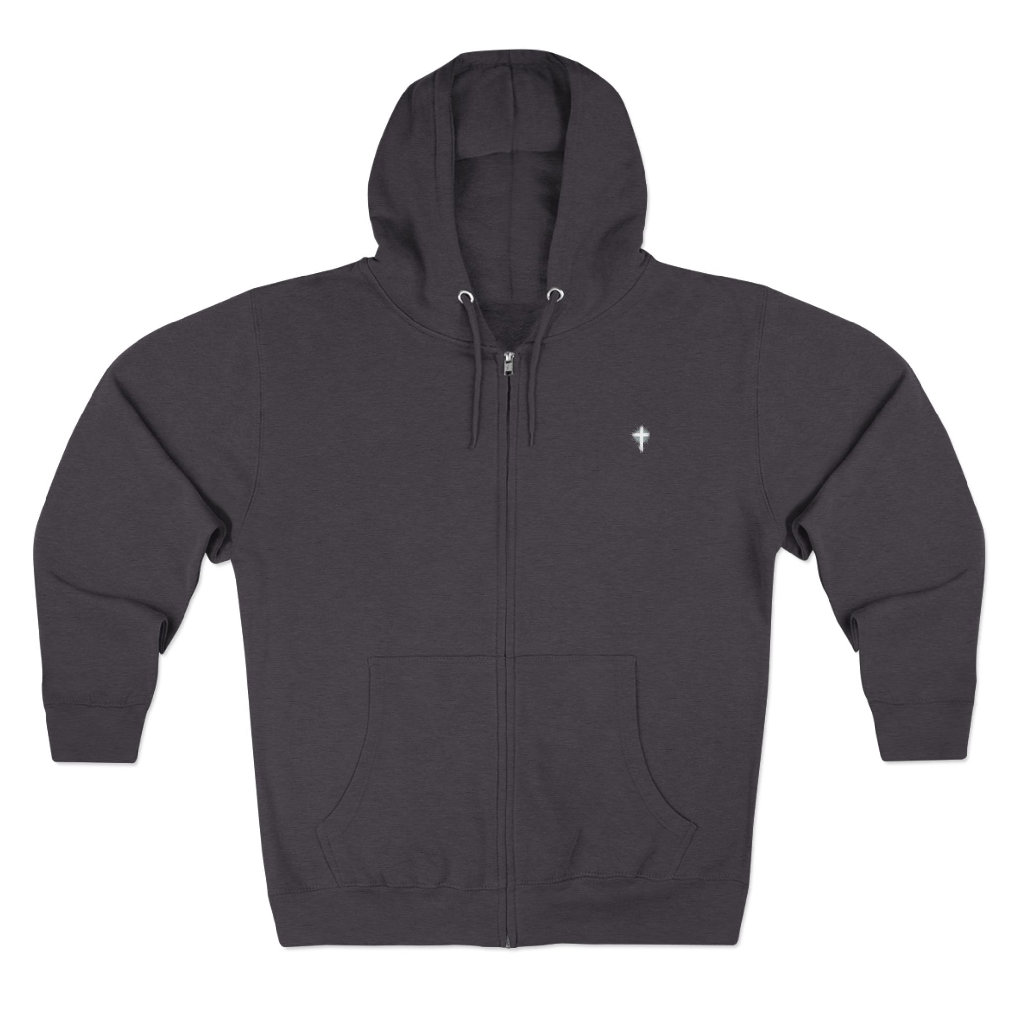 Lion Crown Zip Hoodie — "Saved Not Soft" Back Graphic Christian Streetwear