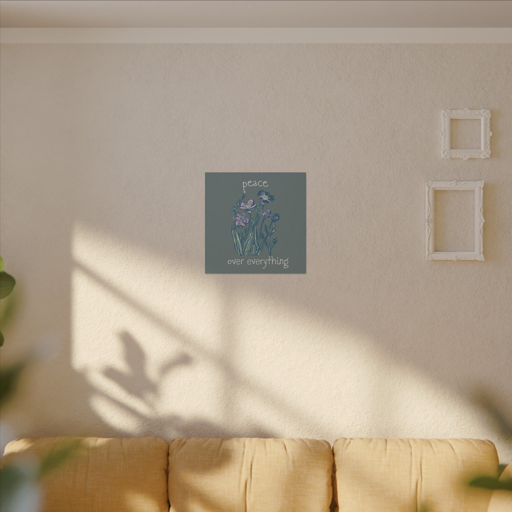 Peace Over Everything Floral Canvas Wall Art