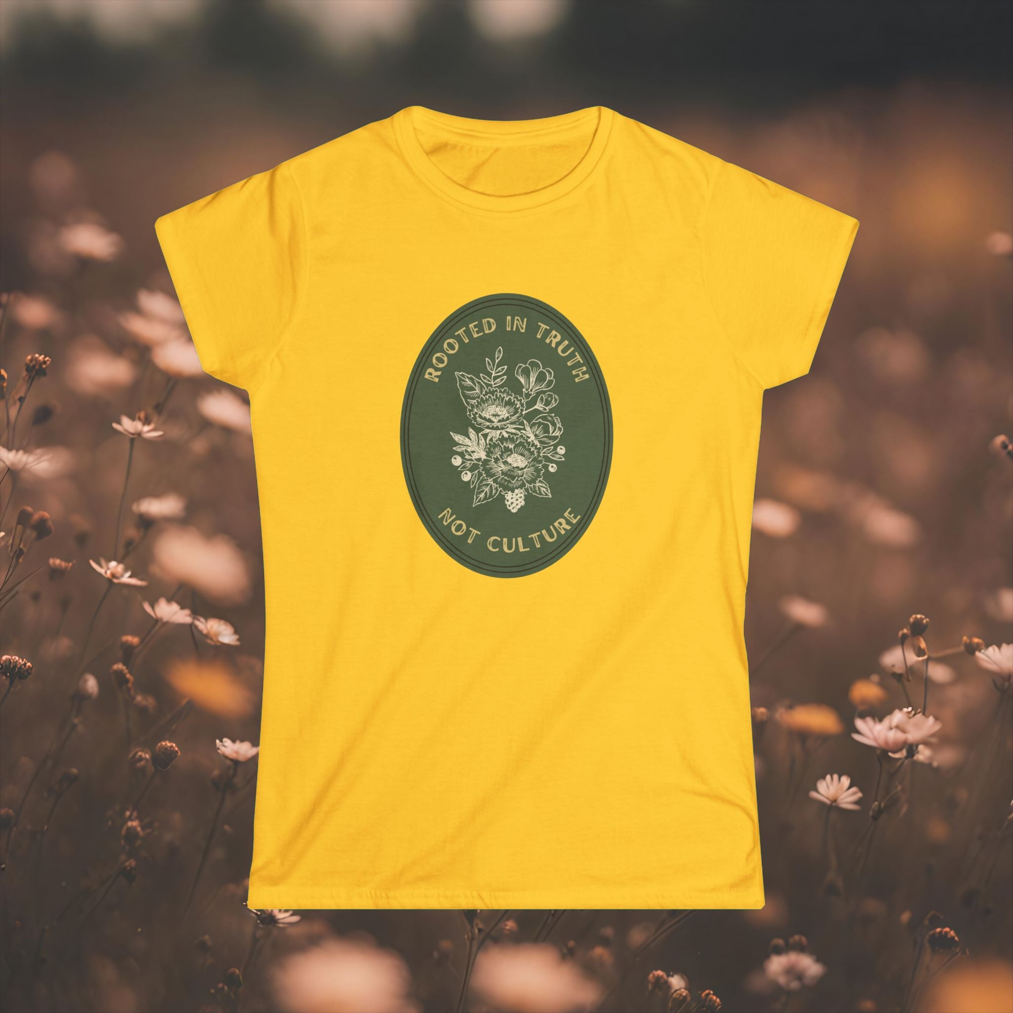 T-Shirt — "Rooted in Truth Not Culture" Floral Graphic Tee
