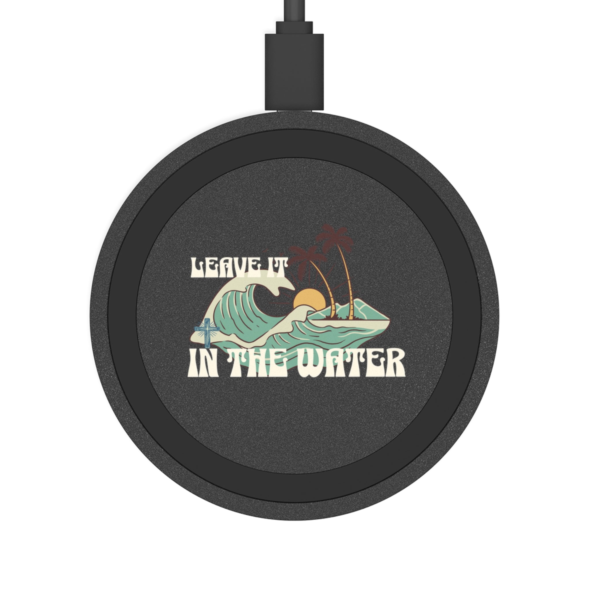 Wireless Charging Pad — "Leave It in the Water" Retro Surf Design