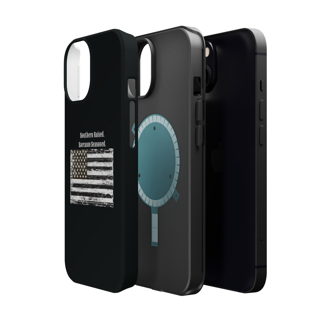 iPhone Case - "Southern Raised. Sarcasm Seasoned." Distressed Flag Magnetic Impact-Resistant Case