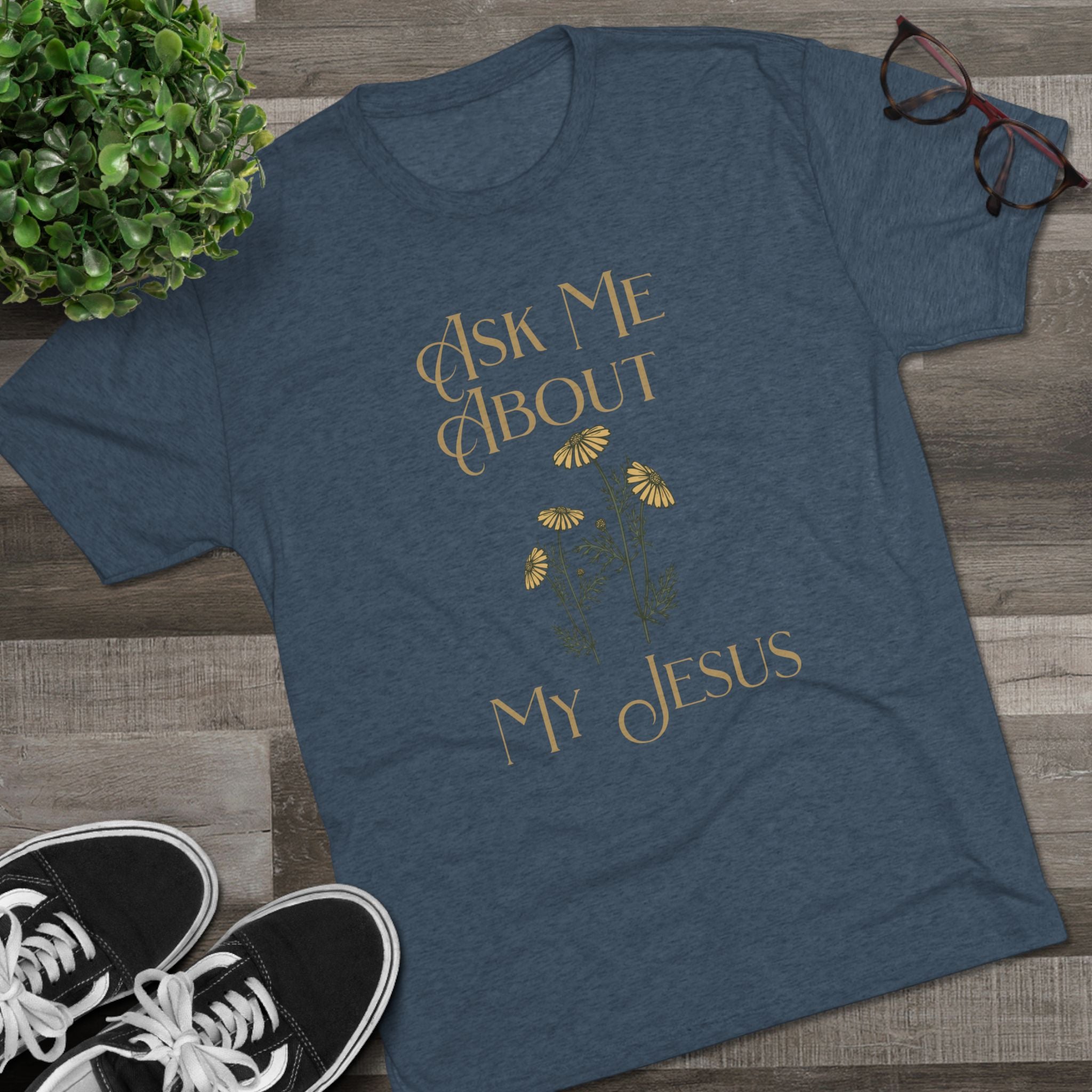 Ask Me About My Jesus T-Shirt — Floral Faith Graphic Tee