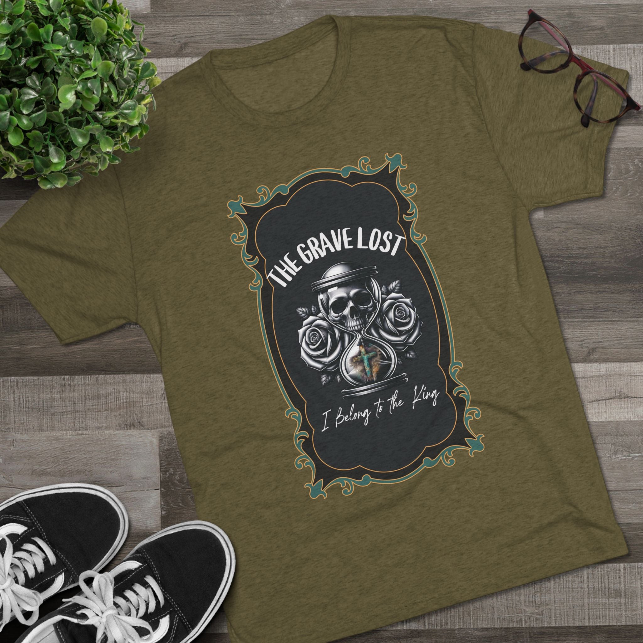 Grave Lost Skull & Roses Tee — "I Belong to the King"  Graphic Shirt