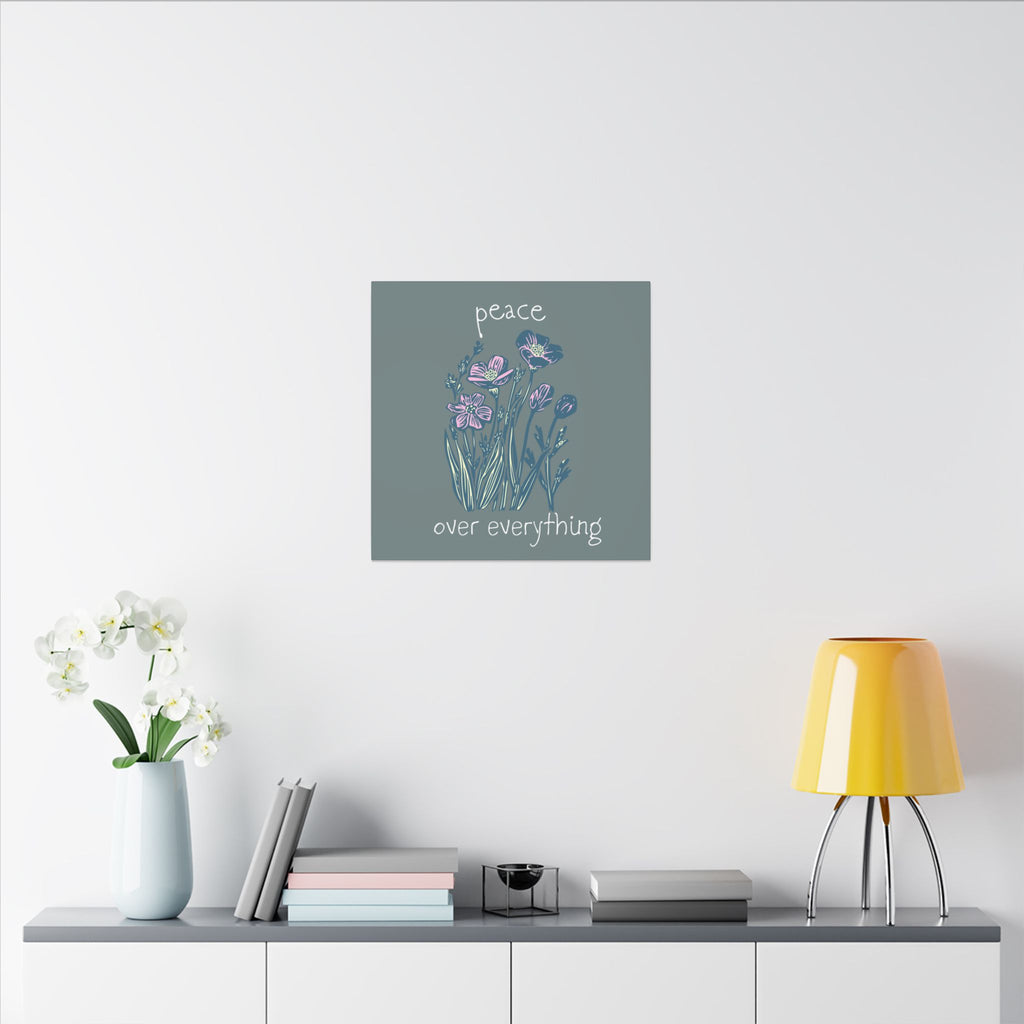 Peace Over Everything Floral Canvas Wall Art