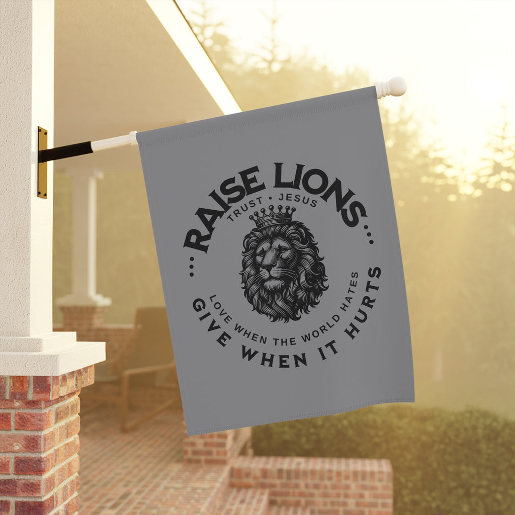 Raise Lions Garden Flag - Christian Lion Banner, 'Trust Jesus' Inspirational Yard Decor