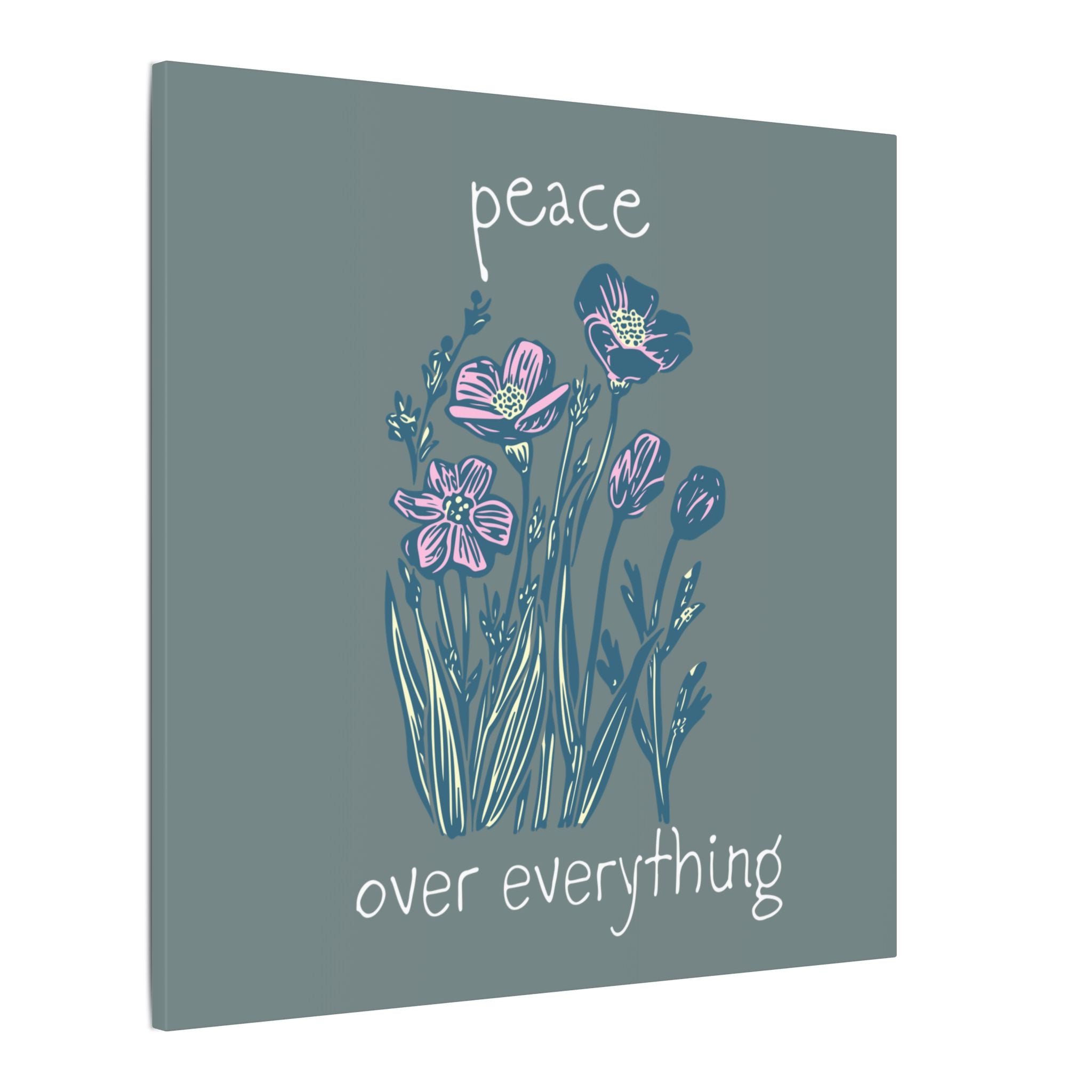 Peace Over Everything Floral Canvas Wall Art