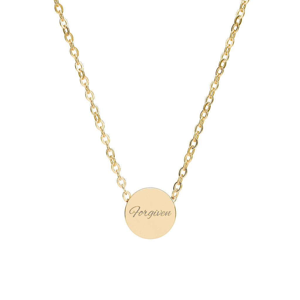 Engraved Circle Necklace —Forgiven