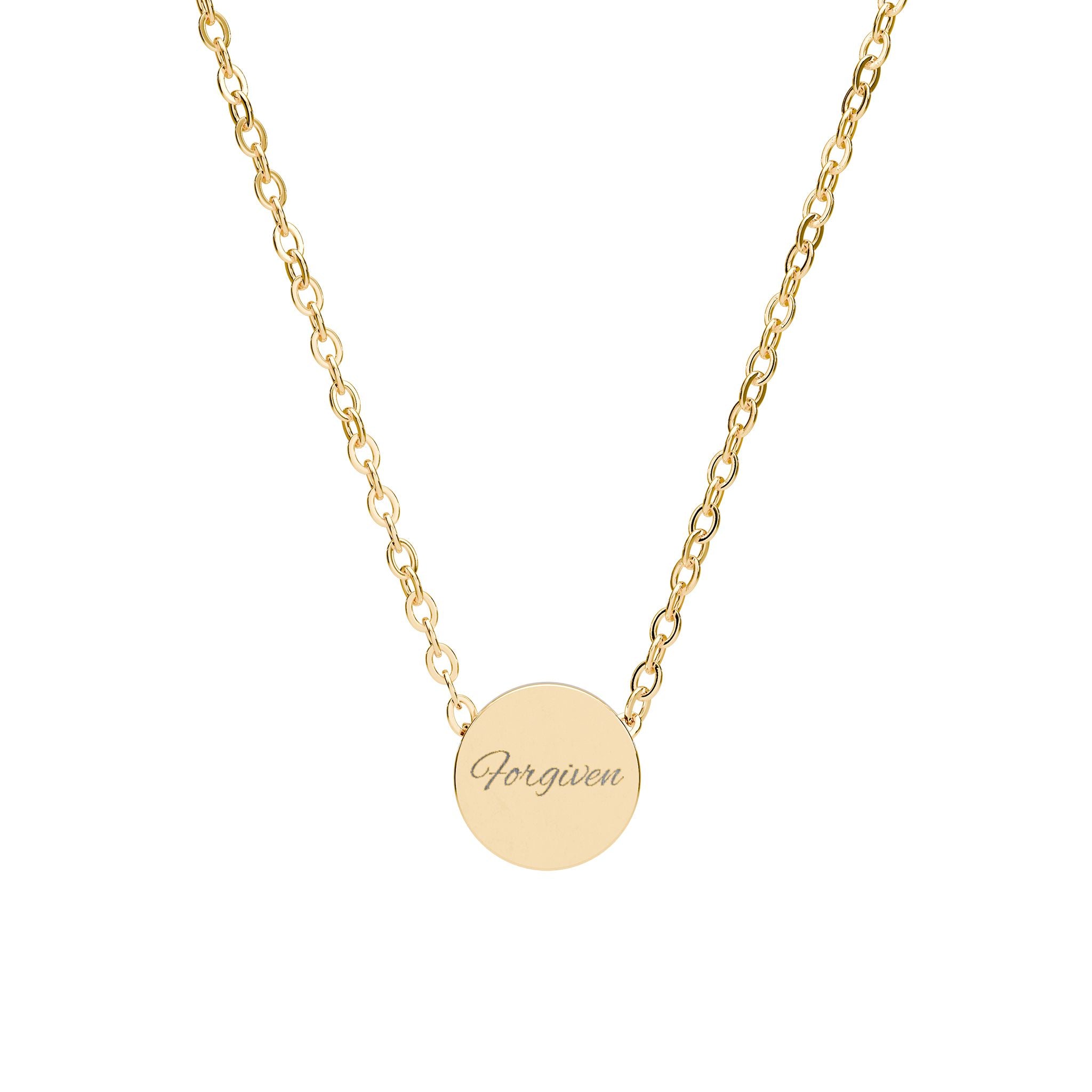 Engraved Circle Necklace —Forgiven