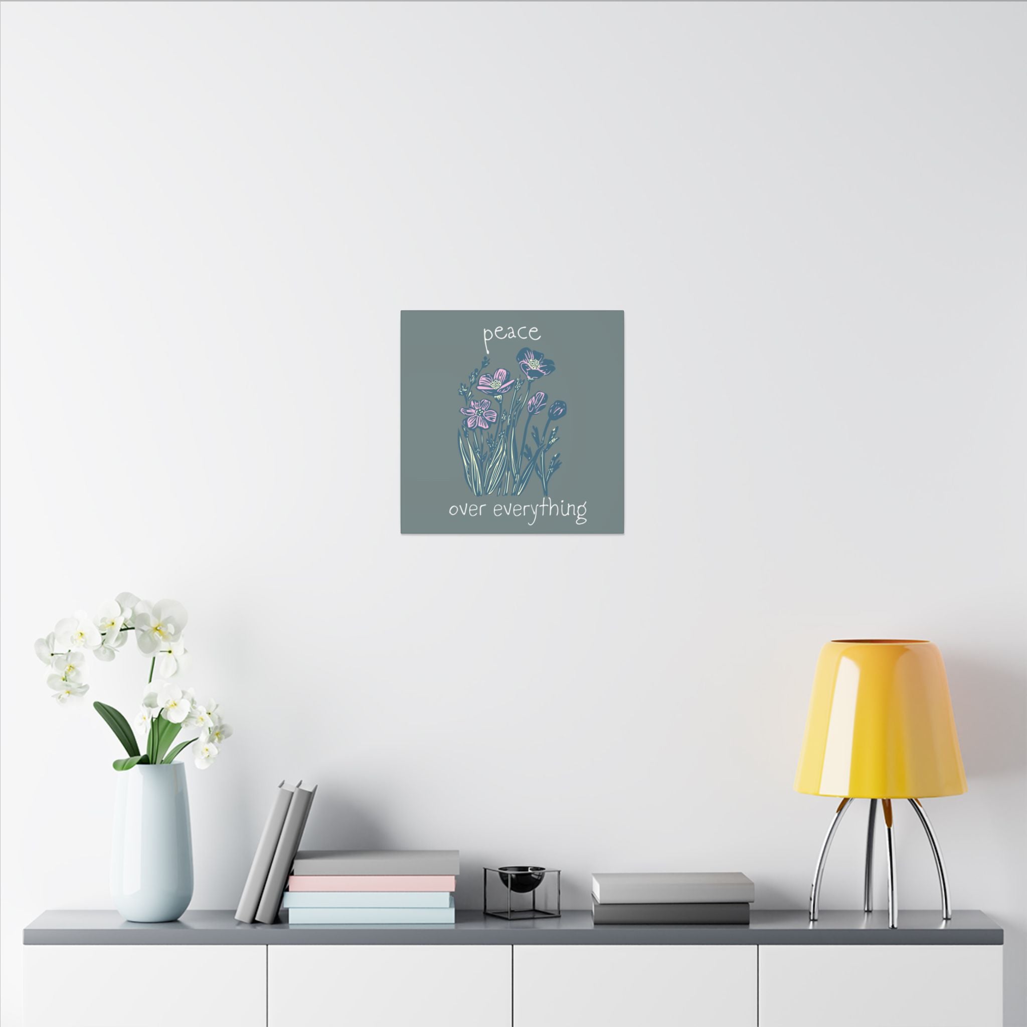 Peace Over Everything Floral Canvas Wall Art