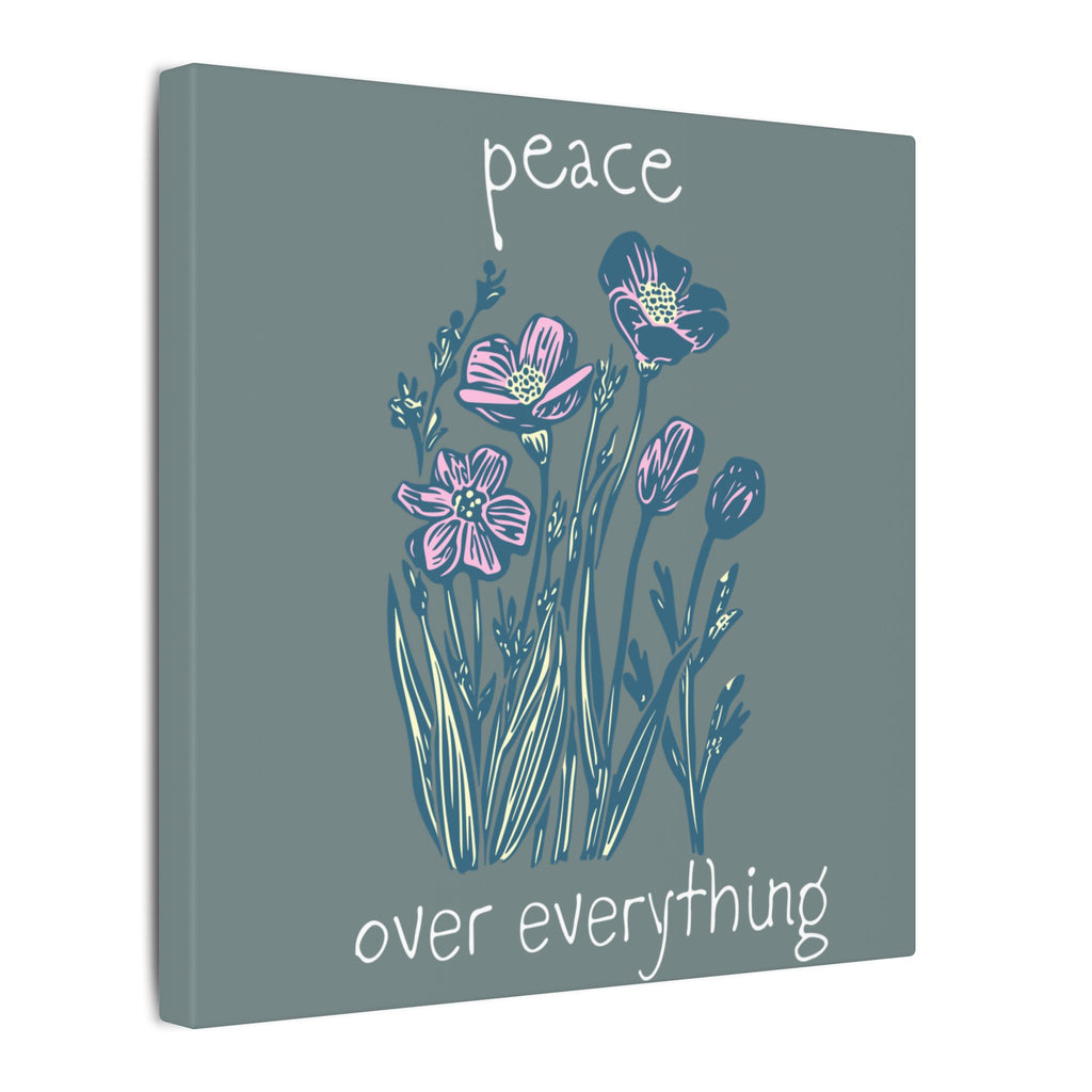Peace Over Everything Floral Canvas Wall Art