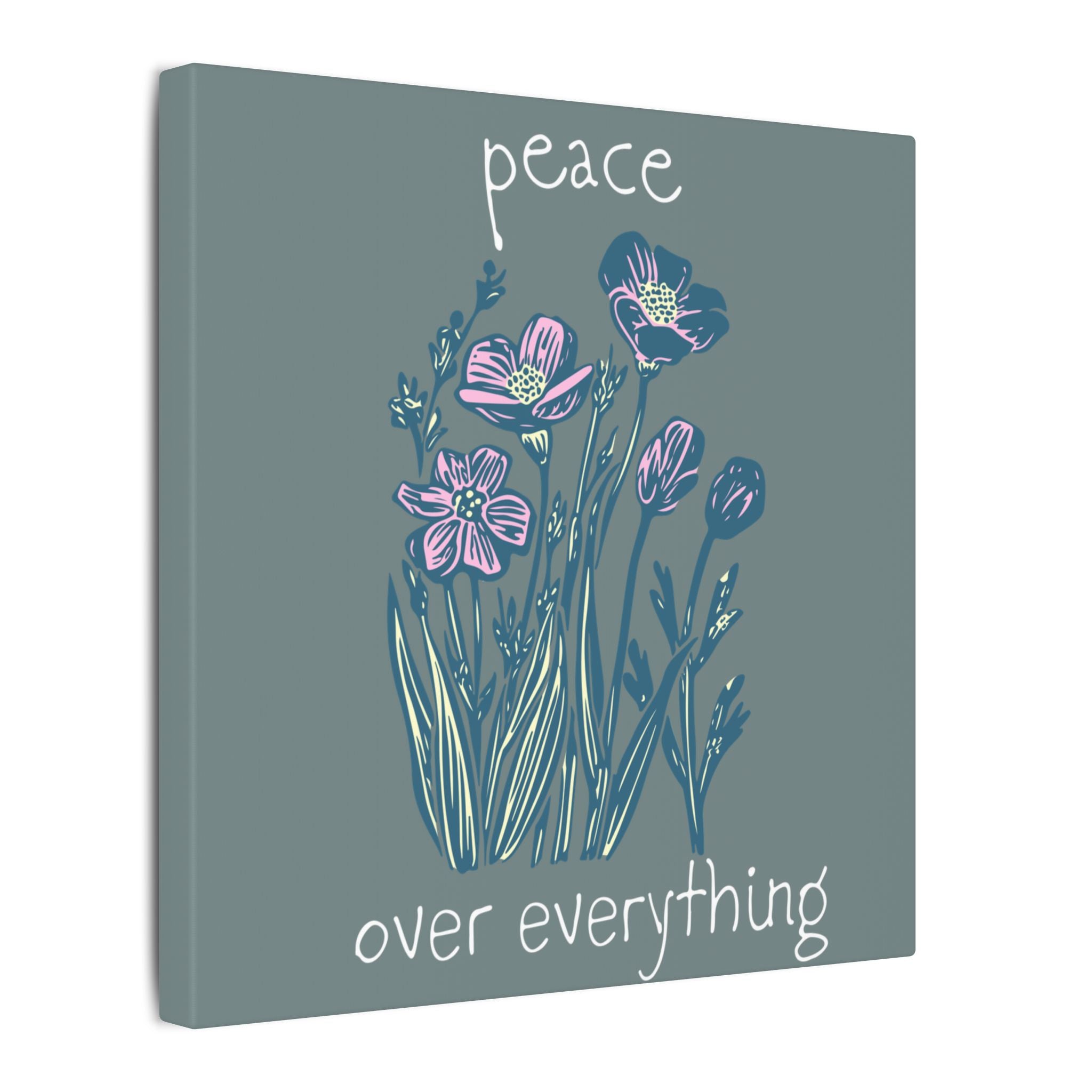 Peace Over Everything Floral Canvas Wall Art